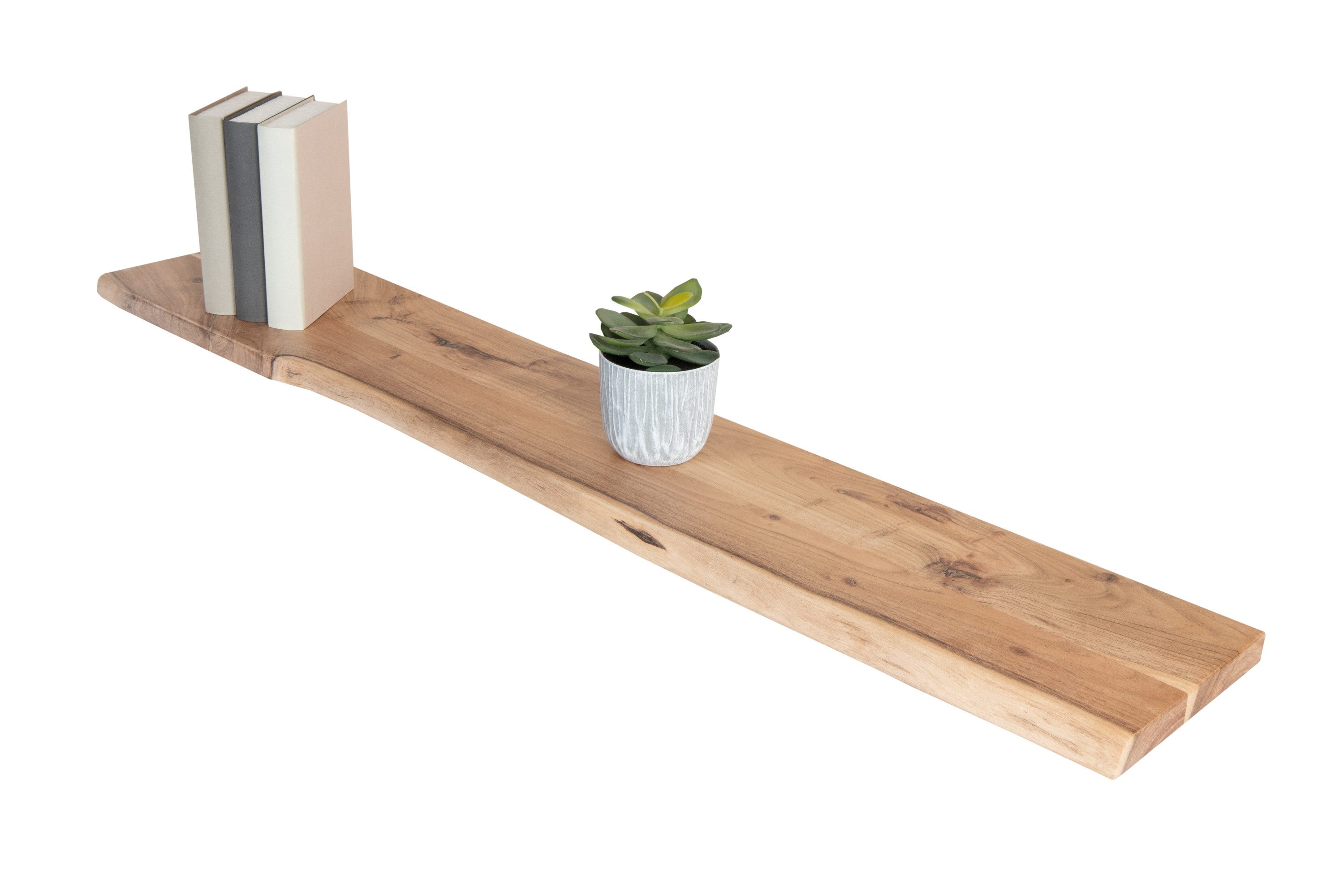 Trelevo® Wandregal Amanda, Akazienholz, Baumkante, Steckboard, günstig online kaufen