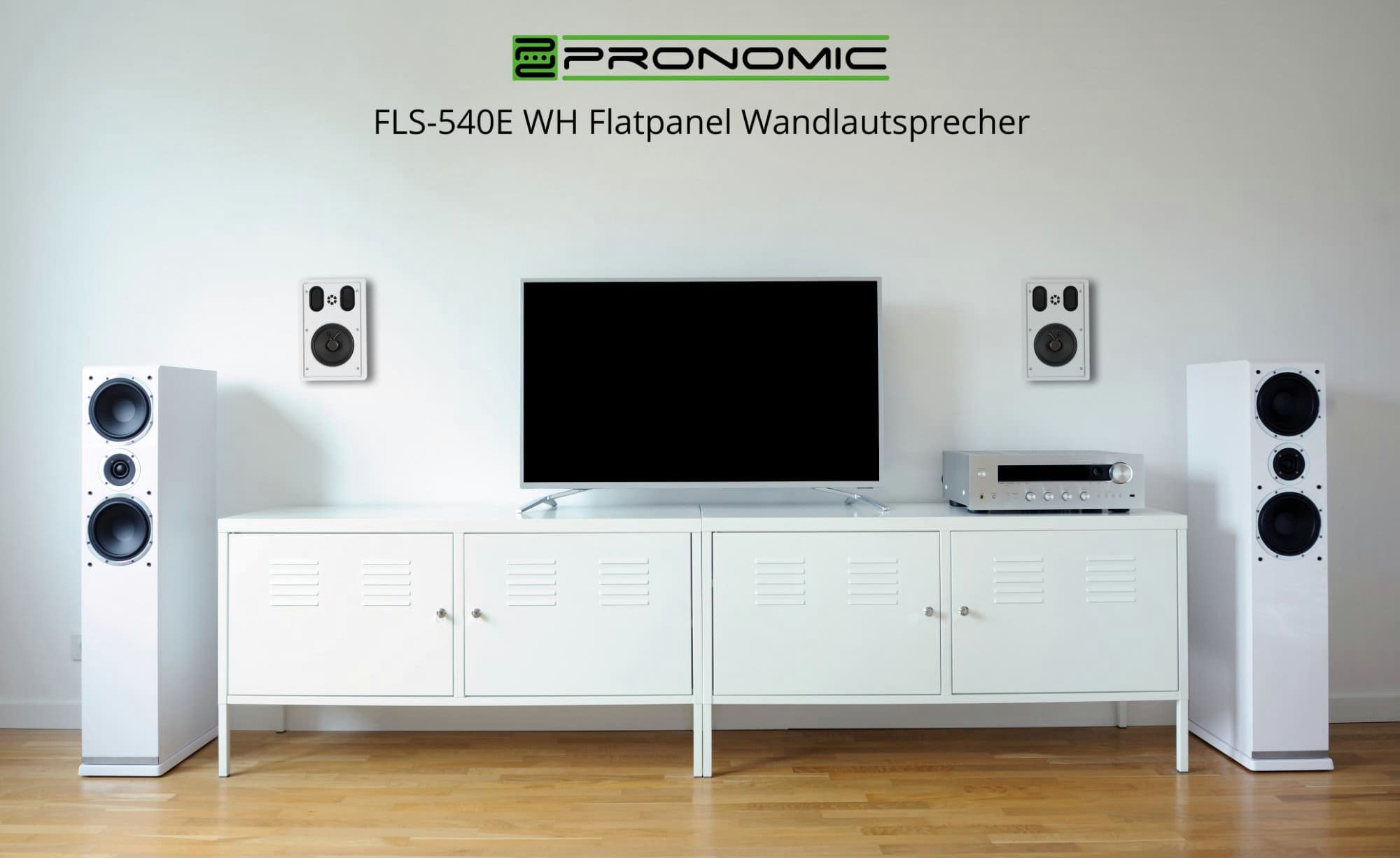 Pronomic FLS-540E WH Paar Flatpanel Wandlautsprecher Box weiß - Slim Design Lautsprecher 2 Wege (kein Netzwerkstandard, 30 W, HiFi Flachlautsprecher, 5,25"/133 mm Woofer, 1,2"/30,5 mm Tweeter)