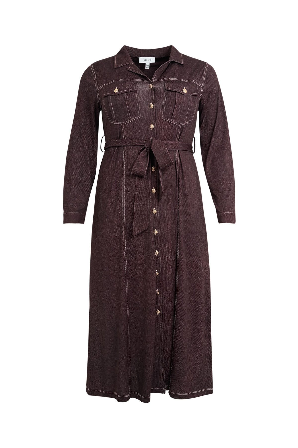 YOEK A-Linien-Kleid Damen Kleid mit Langarm mit langen Ärmeln