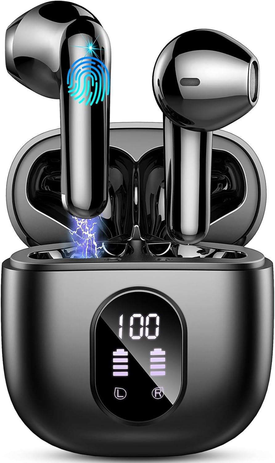 BRAIDOL Bluetooth Kopfhörer In Ear Kopfhörer Kabellos Bluetooth 5.3 Kopfhörer (mit 4 Mic, 50H Kabellose Kopfhörer ENC Noise Cancelling, Sprachsteuerung,Ultraleicht Ohrhörer, Tiefer Bass Earbuds IP7 Wasserdicht Ohrhörer, LED-Anzeige)