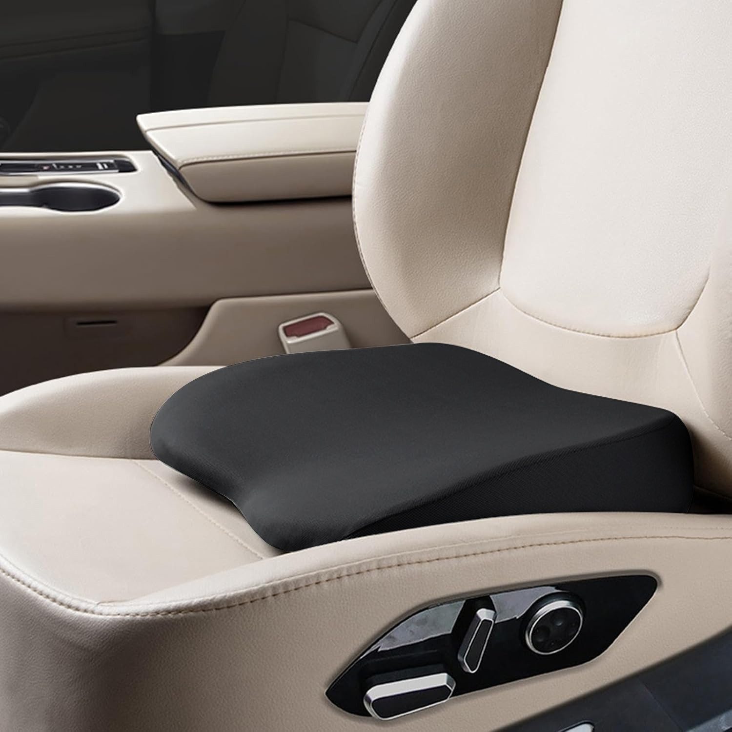 OSTWOLKE Sitzkissen Ergonomisches Autositzkissen aus Memory Foam Keilkissen für Autositze, zur Sitzerhöhung & Haltungssupport, Rutschfeste Unterseite