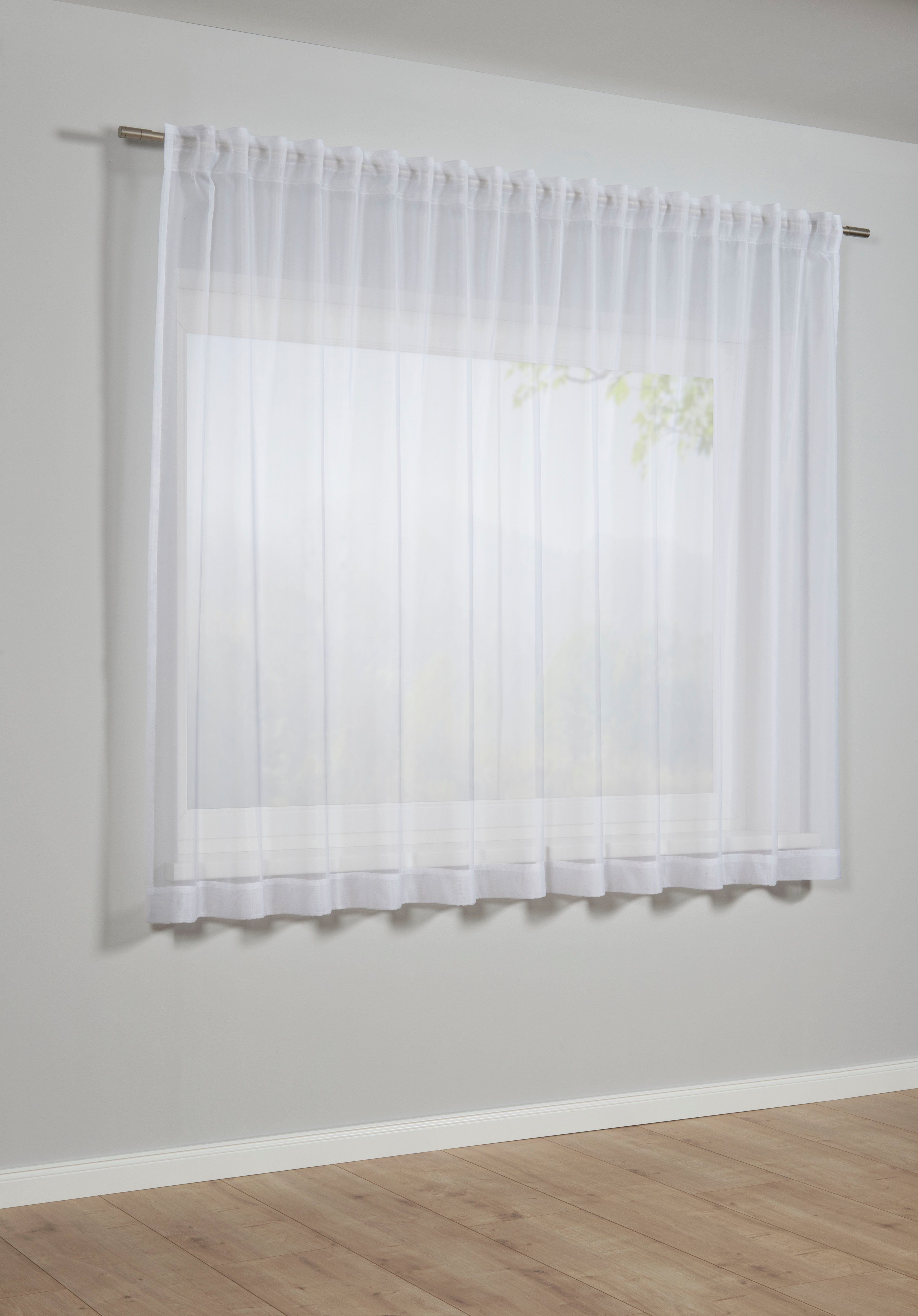 Gardine Schal mit Gardinenband Voile (1 transparent, GARDINIA, Uni, Uni Schlaufen Voile verdeckte St), Stoff