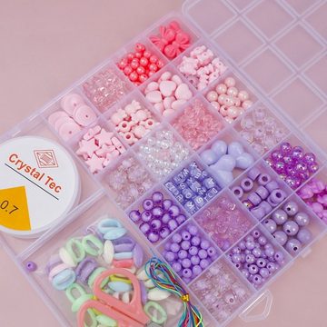 DTC GmbH Bettelarmband 26 Lila und Rosa Perlen Perlenboxen (Kreieren Sie Ihre eigenen Kreationen mit einer Auswahl an farbenfrohen Perlen und Werkzeugen für all Ihre Perlenbedürfnisse!, 1-tlg)