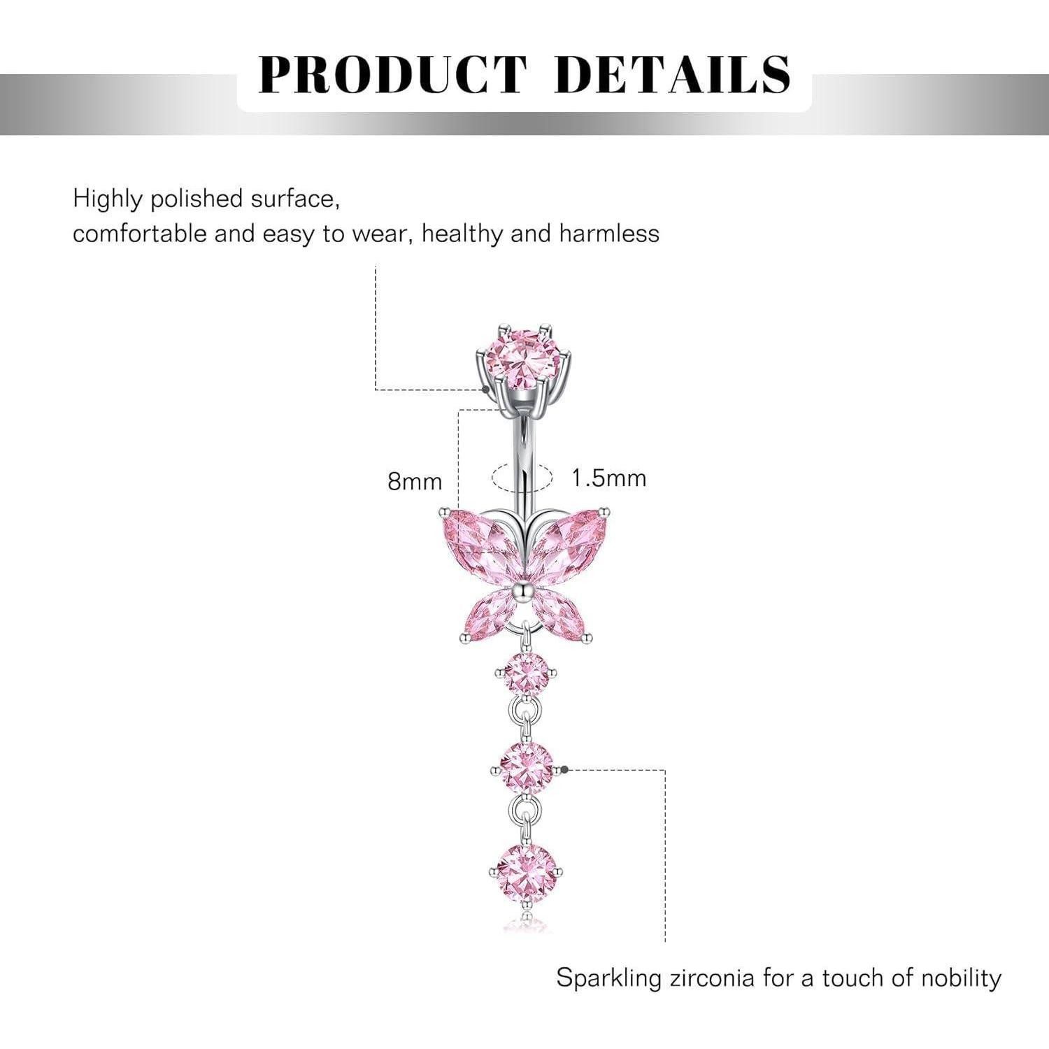 CIZME Bauchnabelpiercing 925 Silber Nabelpiercing mit Schmetterlingsanhänge günstig online kaufen