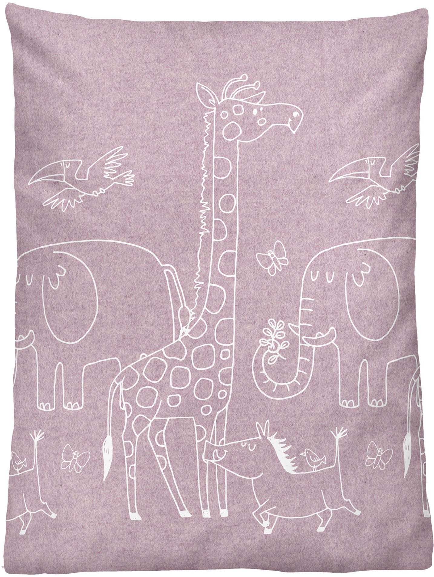 Biberna Kinderbettwäsche 0840520, Flanell, 2 teilig, kuschelig warm, samtweich, Melange, 100% Baumwolle, made in Germany