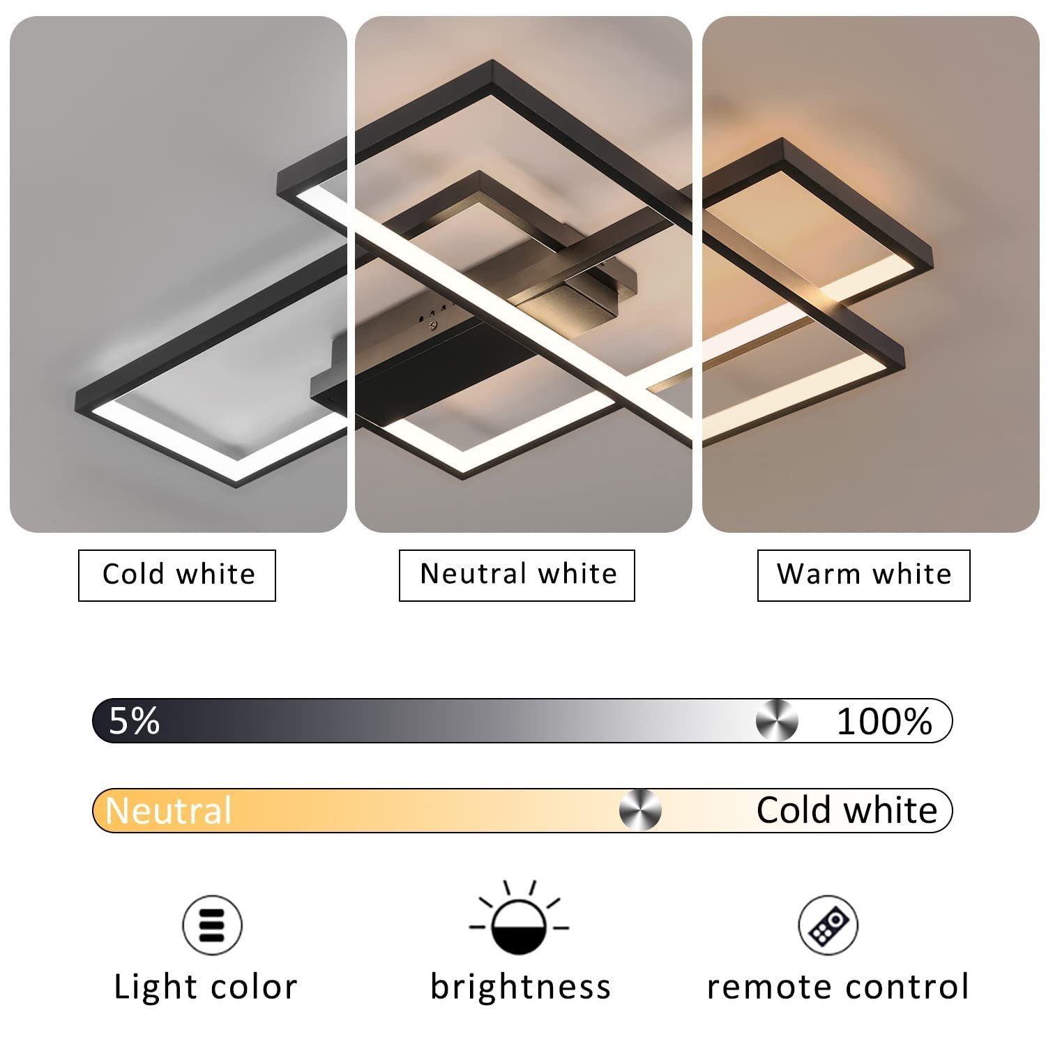 Nettlife LED Deckenleuchte Wohnzimmerlampe mit Fernbedienung Geometrisch, D günstig online kaufen