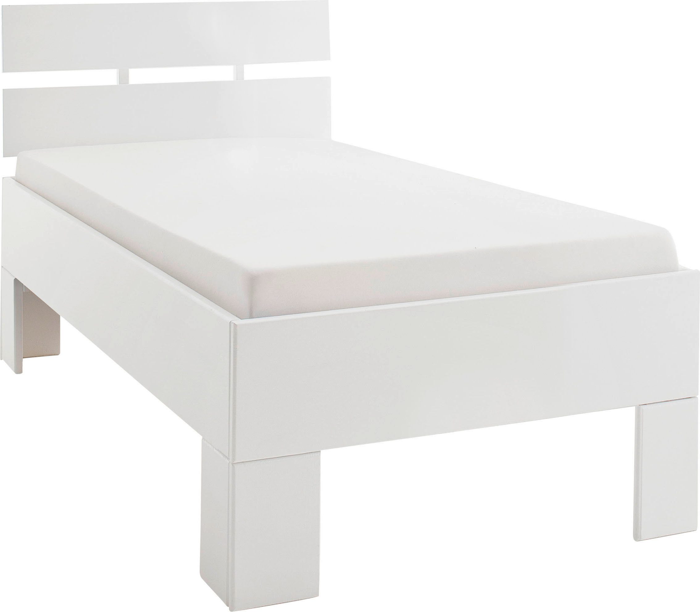 Home affaire Bettgestell Progress Massivholzbett in 5 Größen, weiß lackiert, FSC®-zertifizierte massive Kiefer, hohe Belastbarkeit: 200kg je Seite