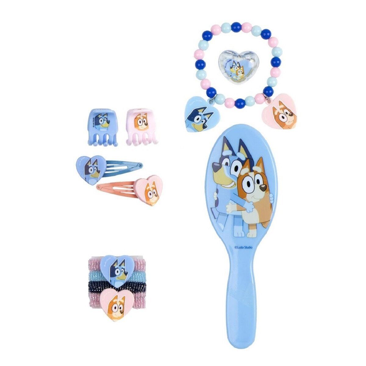Bluey Hunde-Geschirr Bluey Beauty Set Box Accessories für Kinder mit Kamm Haargummi, Kunststoff