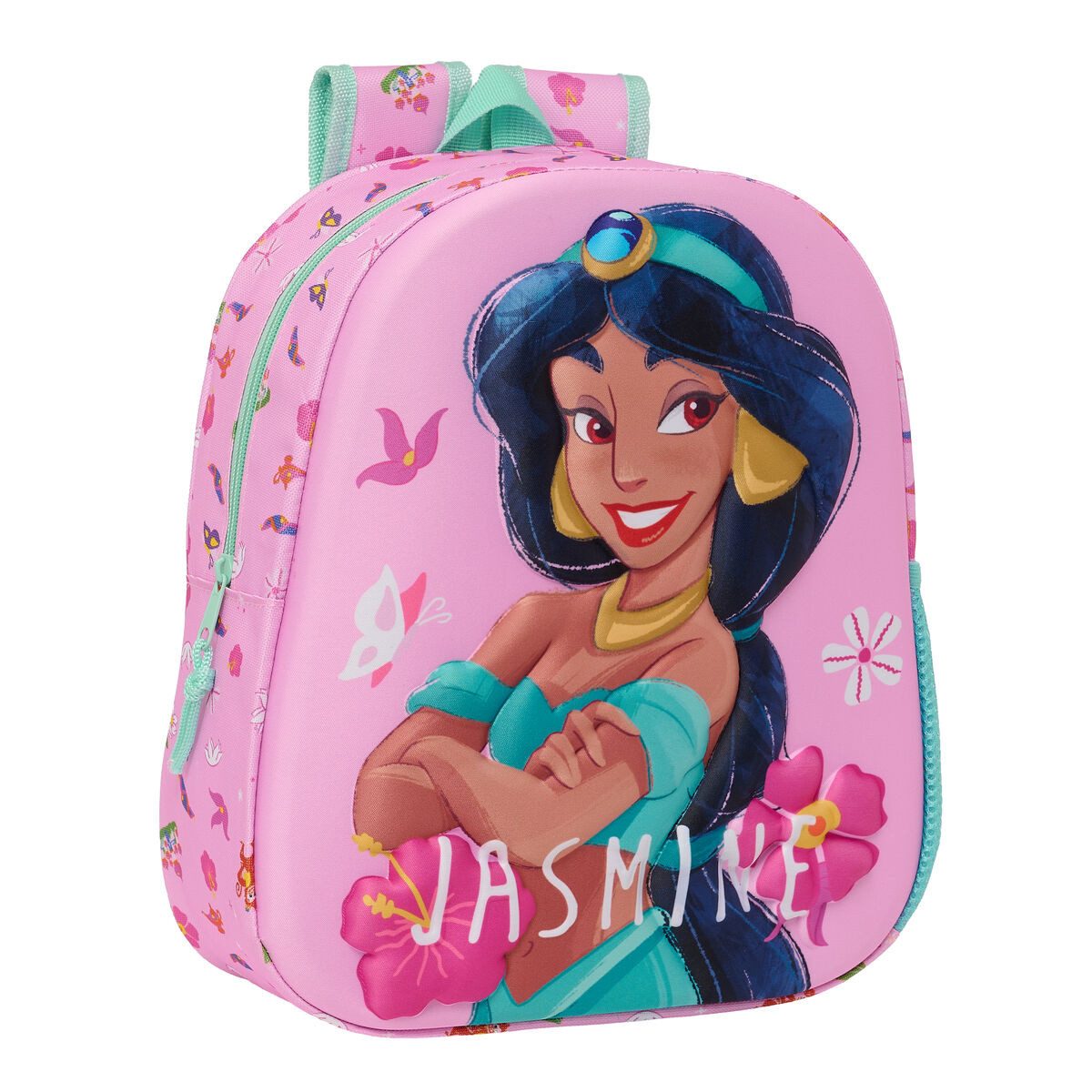 Princesses Disney Kinderrucksack Disney Kinderrucksack 3D Princess Jasmine Rosa 27x33x10 cm