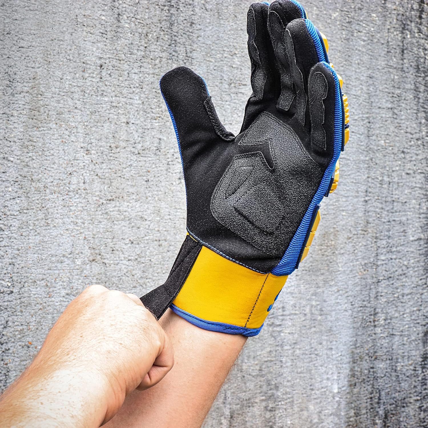 S&R Arbeitshandschuhe Mechaniker Handschuhe mit flexiblen Protektoren, Gr.10, 1 Paar (2-St) für KFZ-, Metall-, Bau-, Holzarbeiten, stoßdämpfende Knöchelschutz
