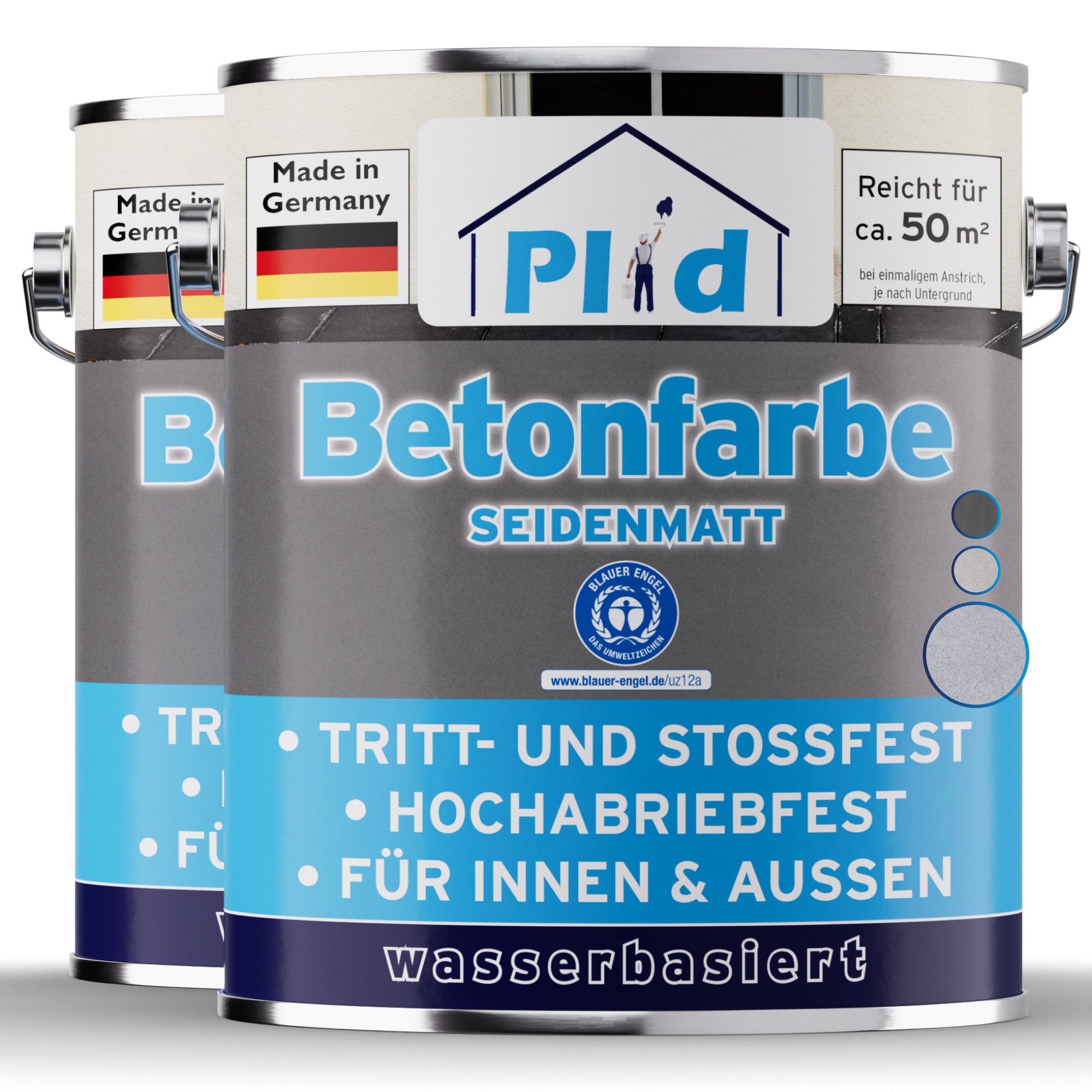 plid Acryl-Flüssigkunststoff Betonfarbe Bodenbeschichtung Bodenfarbe Sockelfarbe Flüssigkunstoff, Schnelltrocknend