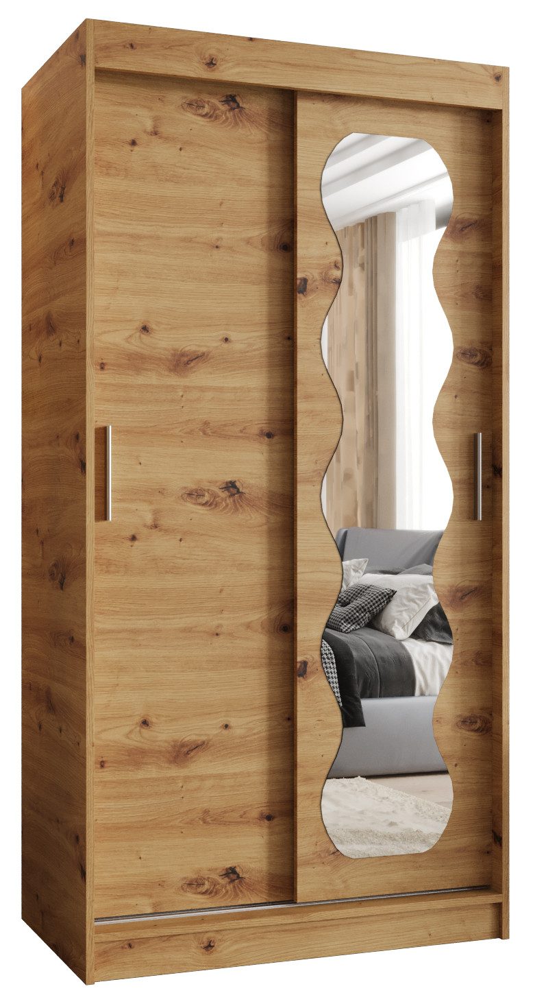 ABIKS MÖBEL Schwebetürenschrank SPOTI Schlafzimmerschrank, mit Spiegel, Kleiderstange und Regalen