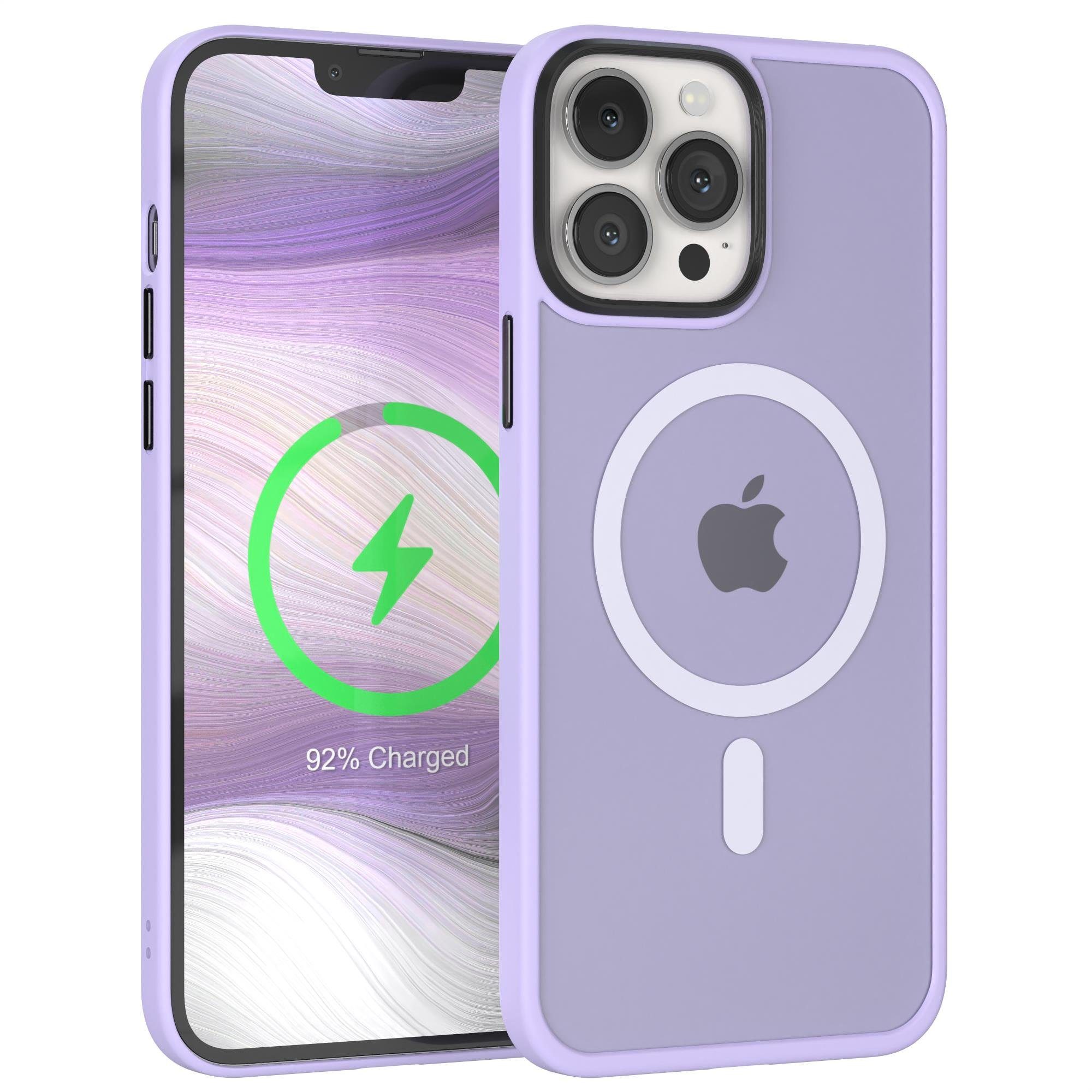 EAZY CASE Handyhülle Outdoor Case MagSafe Matt für iPhone 13 Pro Max 6,7 Zoll, Bumper Hülle Outdoor Case Silikonhülle Back Cover Etui Dünn Matt Lila