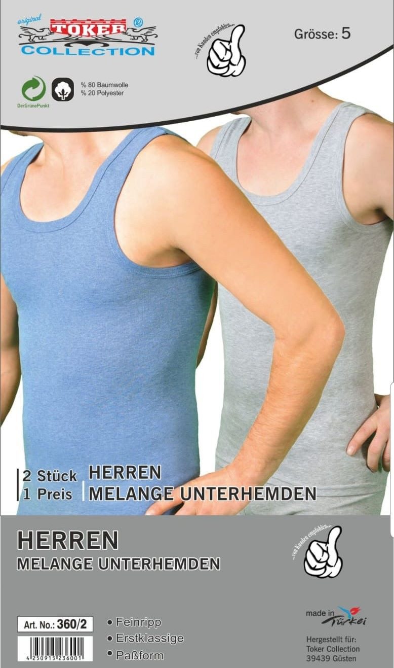 Toker Collection® Achselhemd Herren Unterhemd meliert im 4er Pack (Packung, 4er Pack) weiches Mischgewebe – Bild 3 von 3