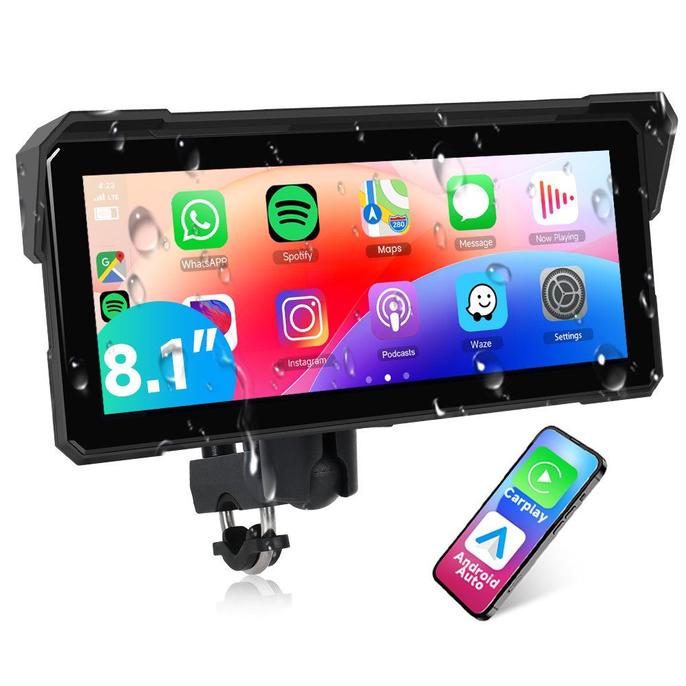 7/8 Zoll Android 15.0 Motorräder Carplay Portable Player mit GPS Navigationsgerät