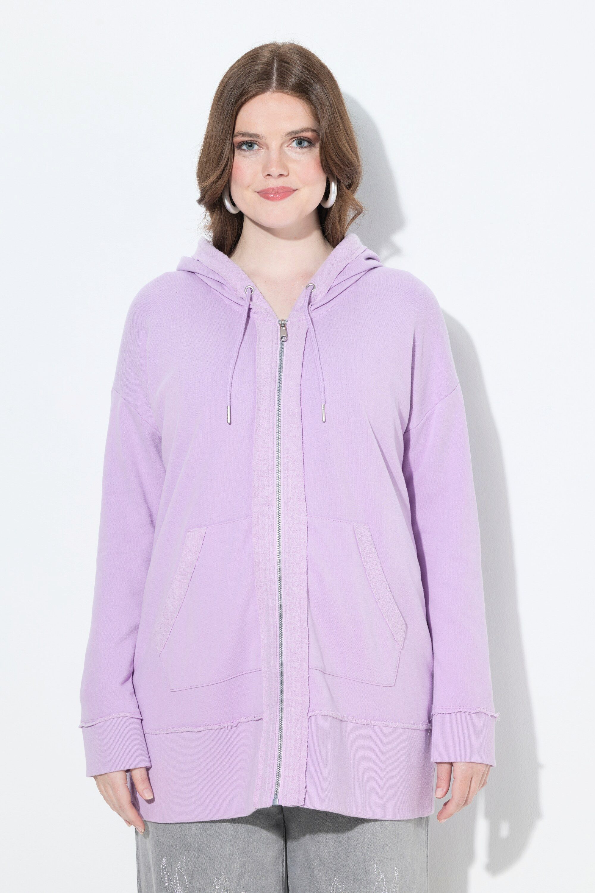 Sweatjacke Hoodiejacke offenkantig Kapuze Langarm