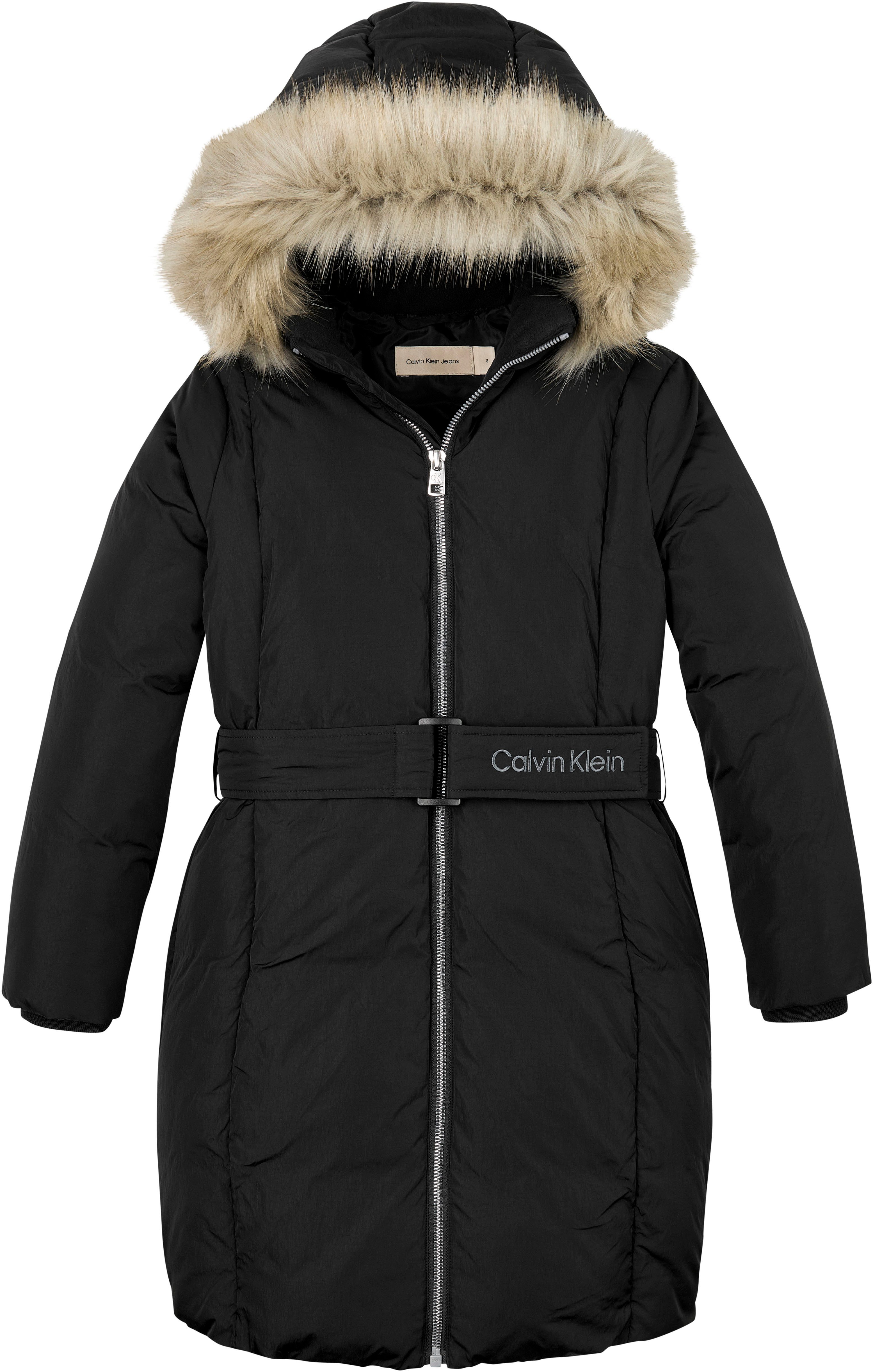 Calvin Klein Jeans Steppmantel Classic Belted Fur Coat für Kinder bis 16 Jahre und mit Logoschriftzug