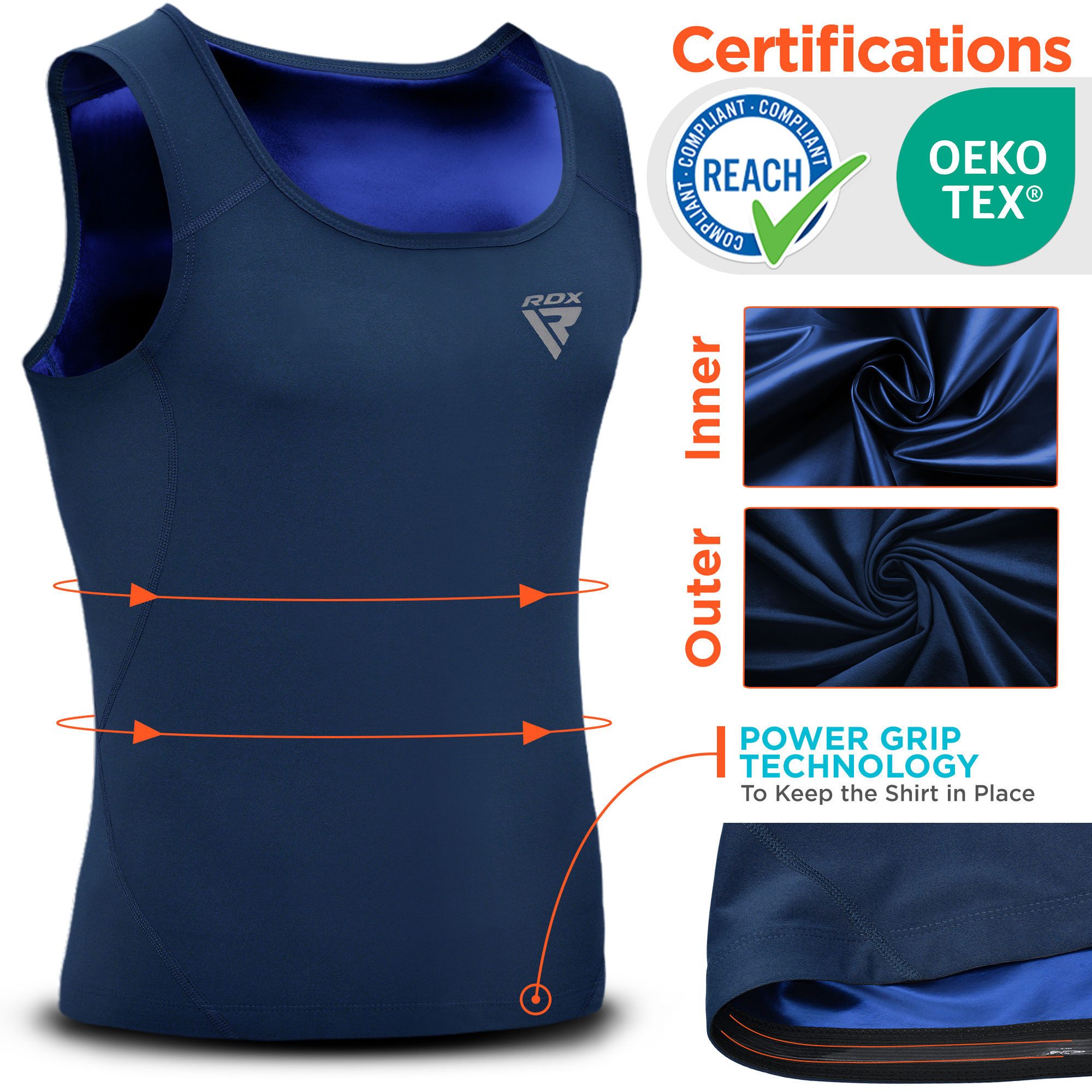 RDX Kompressionsshirt RDX Herren Sauna Weste Wärme Trapping Schweiß Taille Trainer (Single, 1er-Pack) Fitness, Training