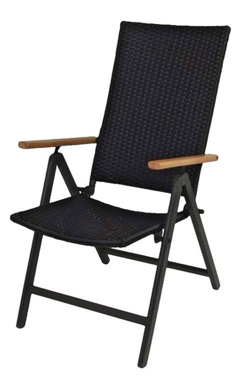 BURI Gartenstuhl Alu-Klappsessel Serra braun oder schwarz Sessel Gartenstuhl Relax