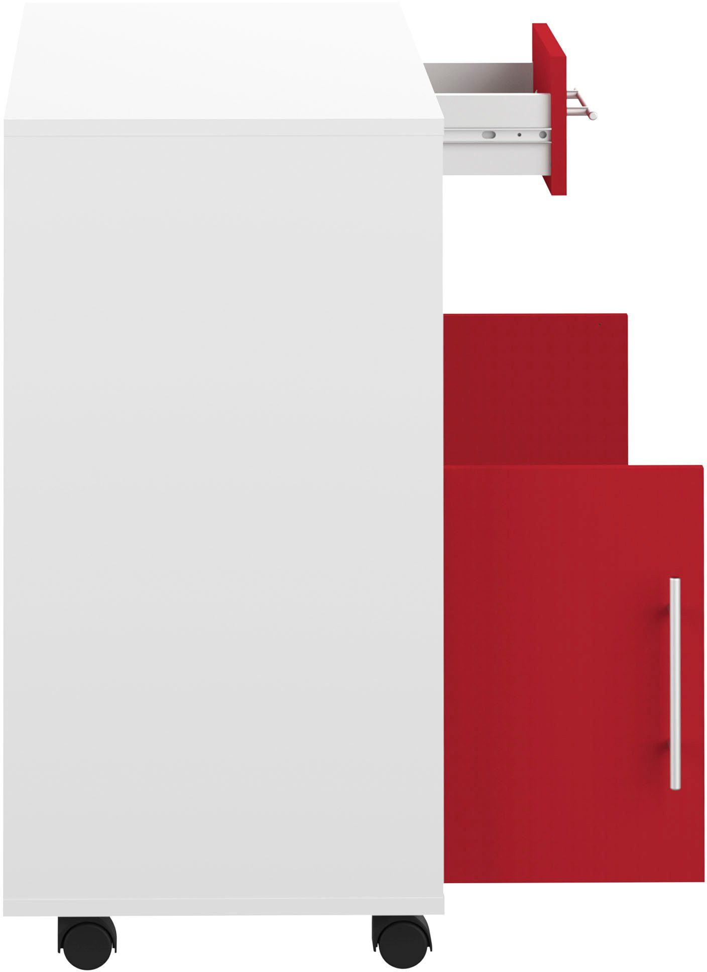 TemaHome Mehrzweckschrank | Breite auf weiß Marius Rollen cm, 89 weiß/rot