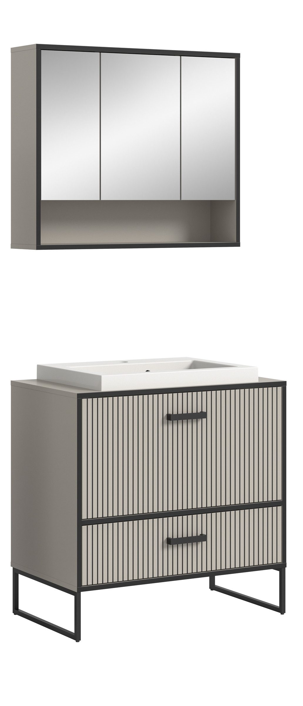 freiraum Badezimmer-Set Bagno, (2-teilig), (2-teilig) inkl. Waschbecken, kaschmir Dekor - 80x192x48cm (BxHxT)