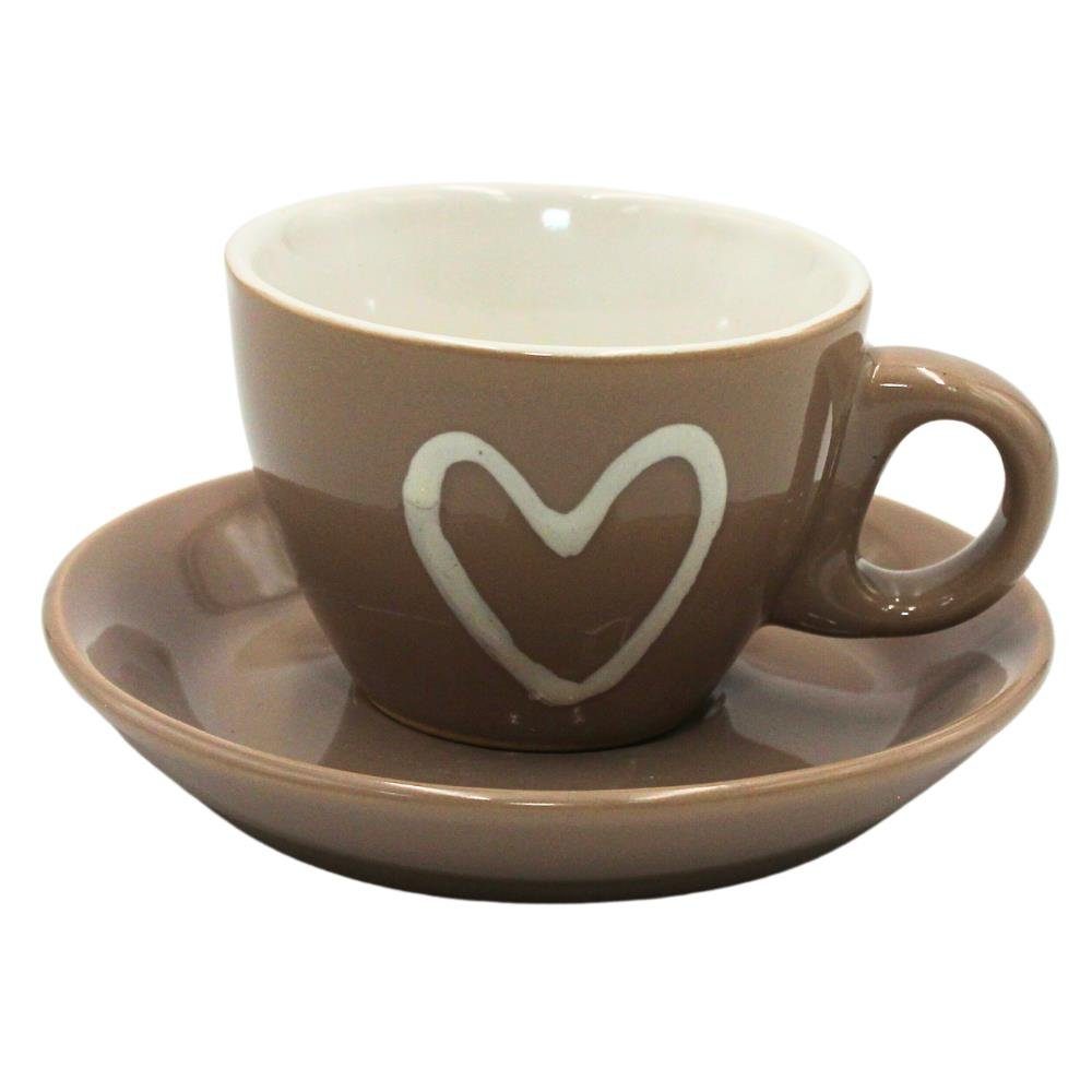 Dekohelden24 Espressotasse Чашки для эспрессо in verschiedenen Farben mit Herz, aus Keramik, Porzellan