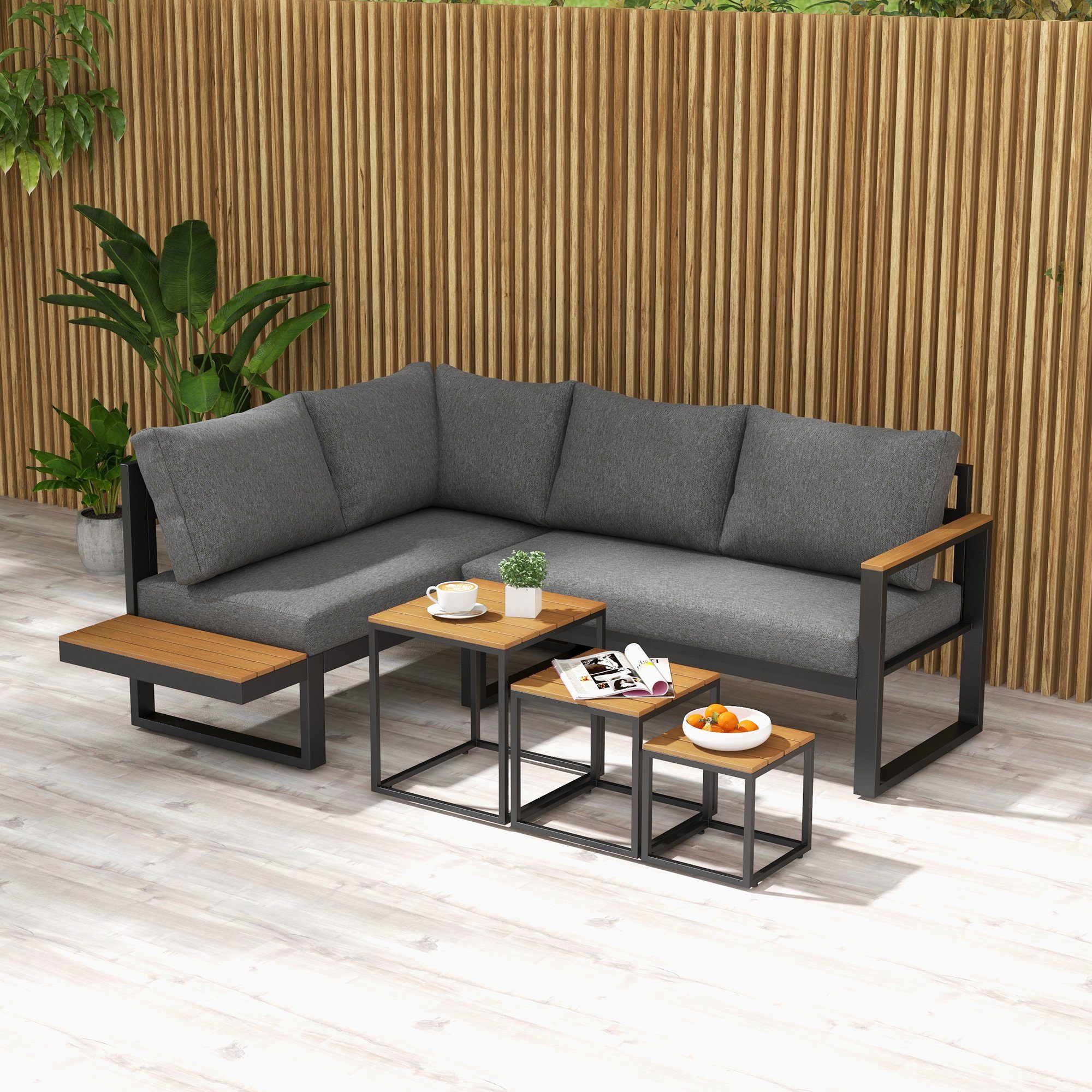 Outsunny Sitzgruppe 5tlg. Gartenmöbel-Set Gartengarnitur mit günstig online kaufen