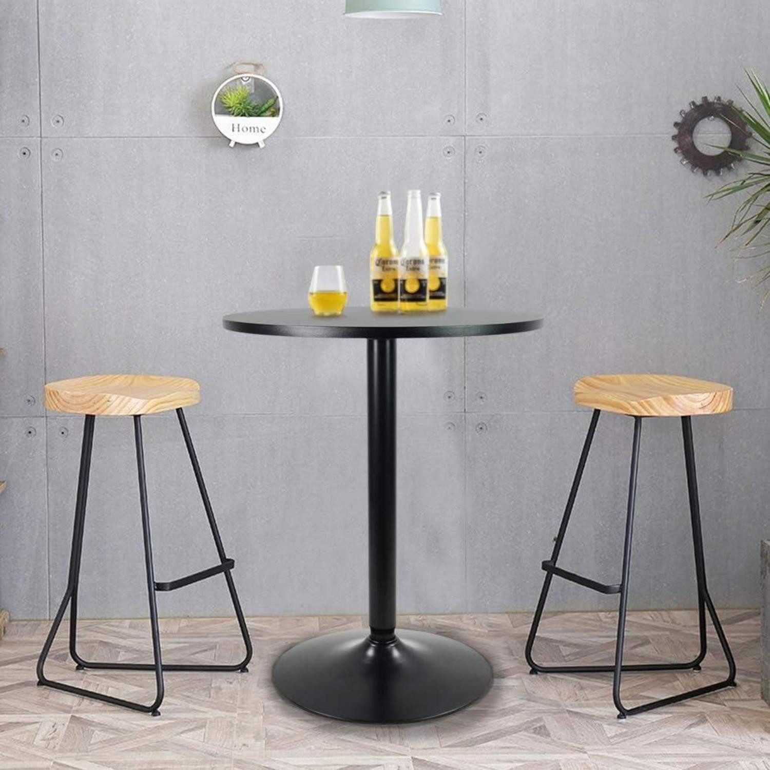 LuxusKollektion Bistrotisch Runder Bartisch Schwarz Höhe 73cm Stehtisch Ø60cm - Stabil