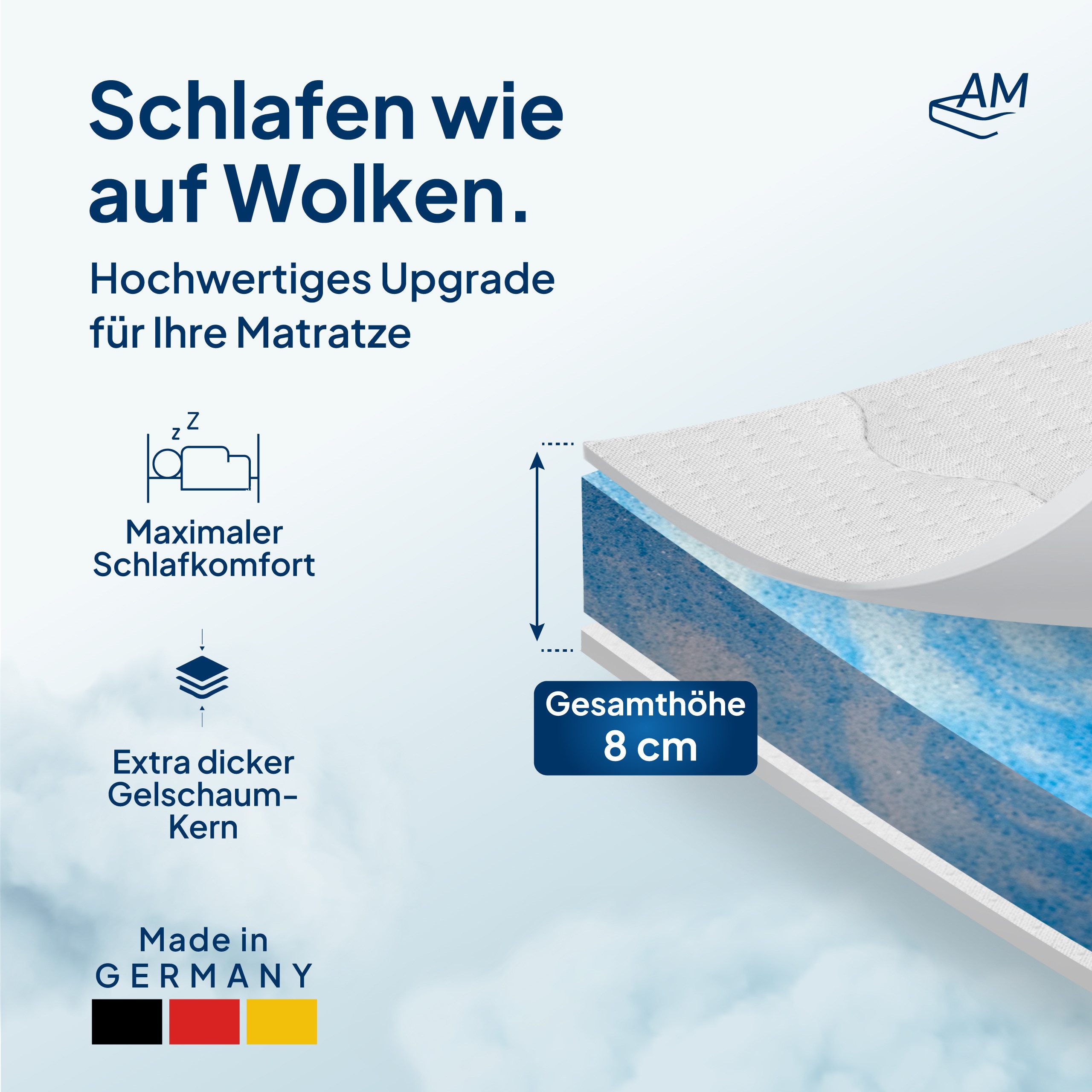 AM Qualitätsmatratzen, Topper Gelschaum-Topper in Premiumhöhe, günstig online kaufen