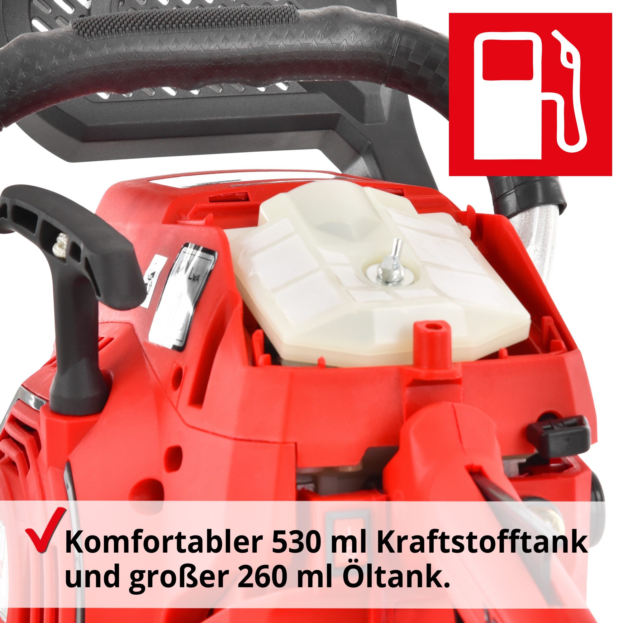 Hecht Benzin-Kettensäge 56 mit verstellbarer Kettenölung, 45 cm Schwertlänge, 2,95 PS, 12.000 U/min, 56,5 cm³, 21,8 m/s
