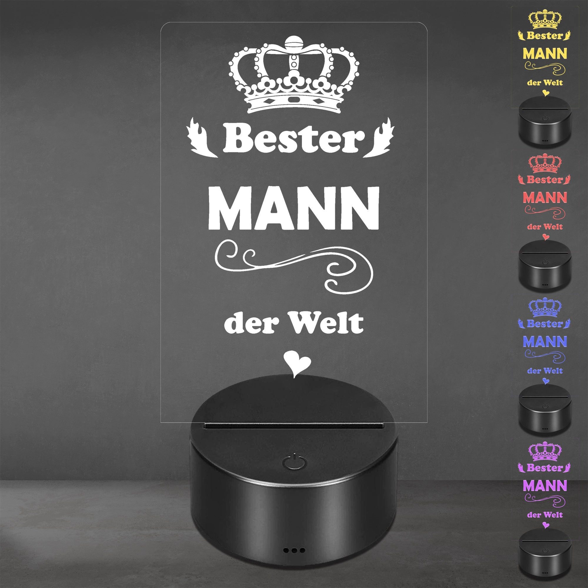 Lieblingsmensch LED Nachtlicht mit Gravur, Bester Mann, Acryl-Lampe mit romantischem Spruch, LED fest integriert, Farbwechsel oder feste Farbe mit Fernbedienung & Touch, Dekolampe zur Hochzeit, Geburtstag, Verlobung & Jahrestag