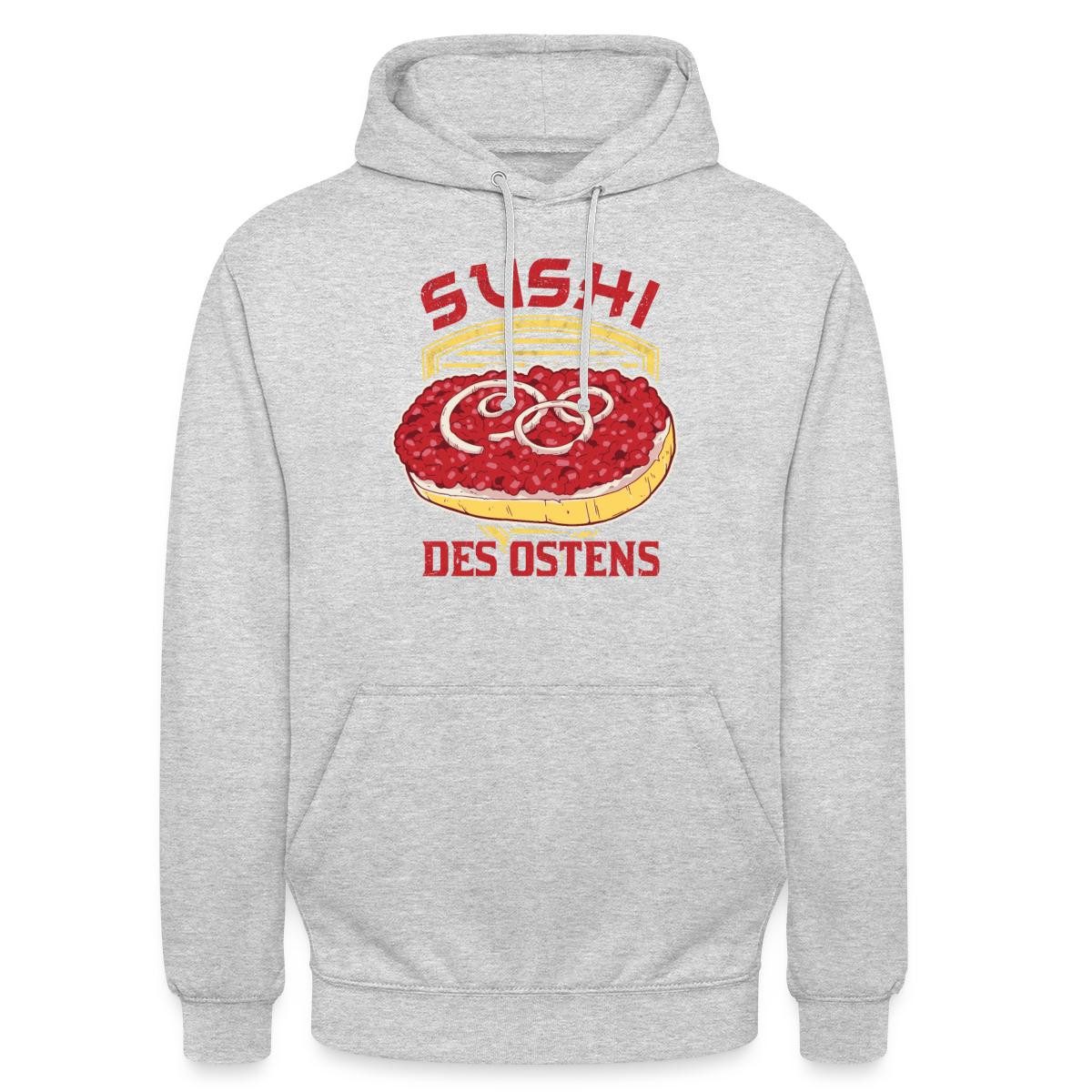 Spreadshirt Hoodie Mettbrötchen, Ossi Unisex Hoodie (1-tlg) Unisex-Schnitt: Sitzt bei Männern körpernah, bei Frauen weit
