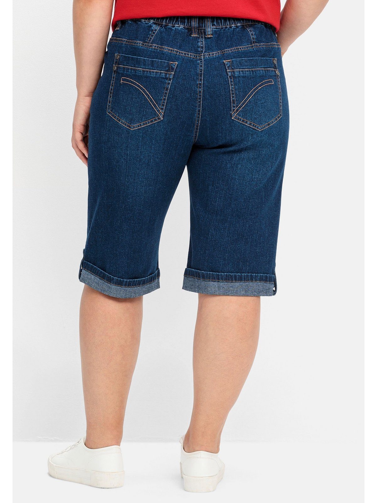 Sheego Jeansbermudas Große Größen mit fixierbarem Aufschlag