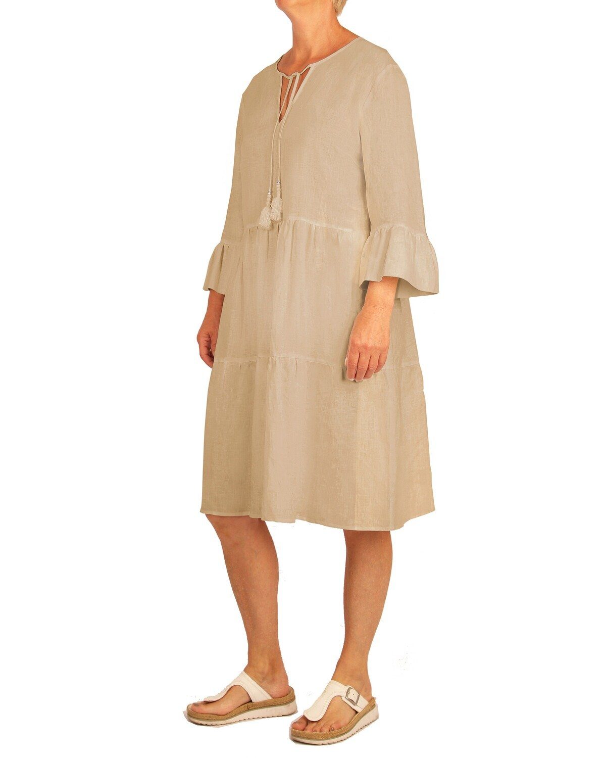 White Label Midikleid Leinen-Stufenkleid günstig online kaufen