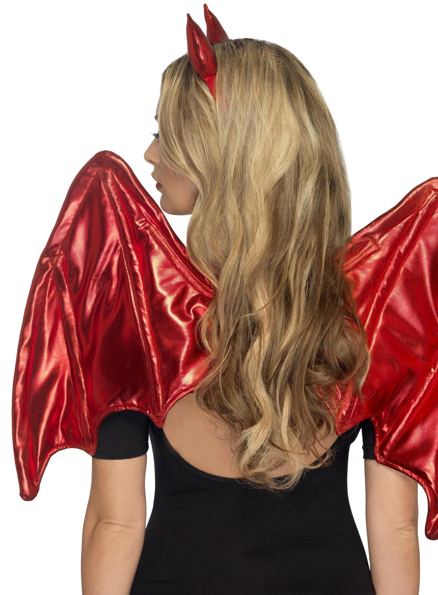 Smiffys Kostüm-Flügel Kostüm Set Teufels Flügel - für Fasching Karneval, Zweiteiliges Set für geflügelte Dämonen