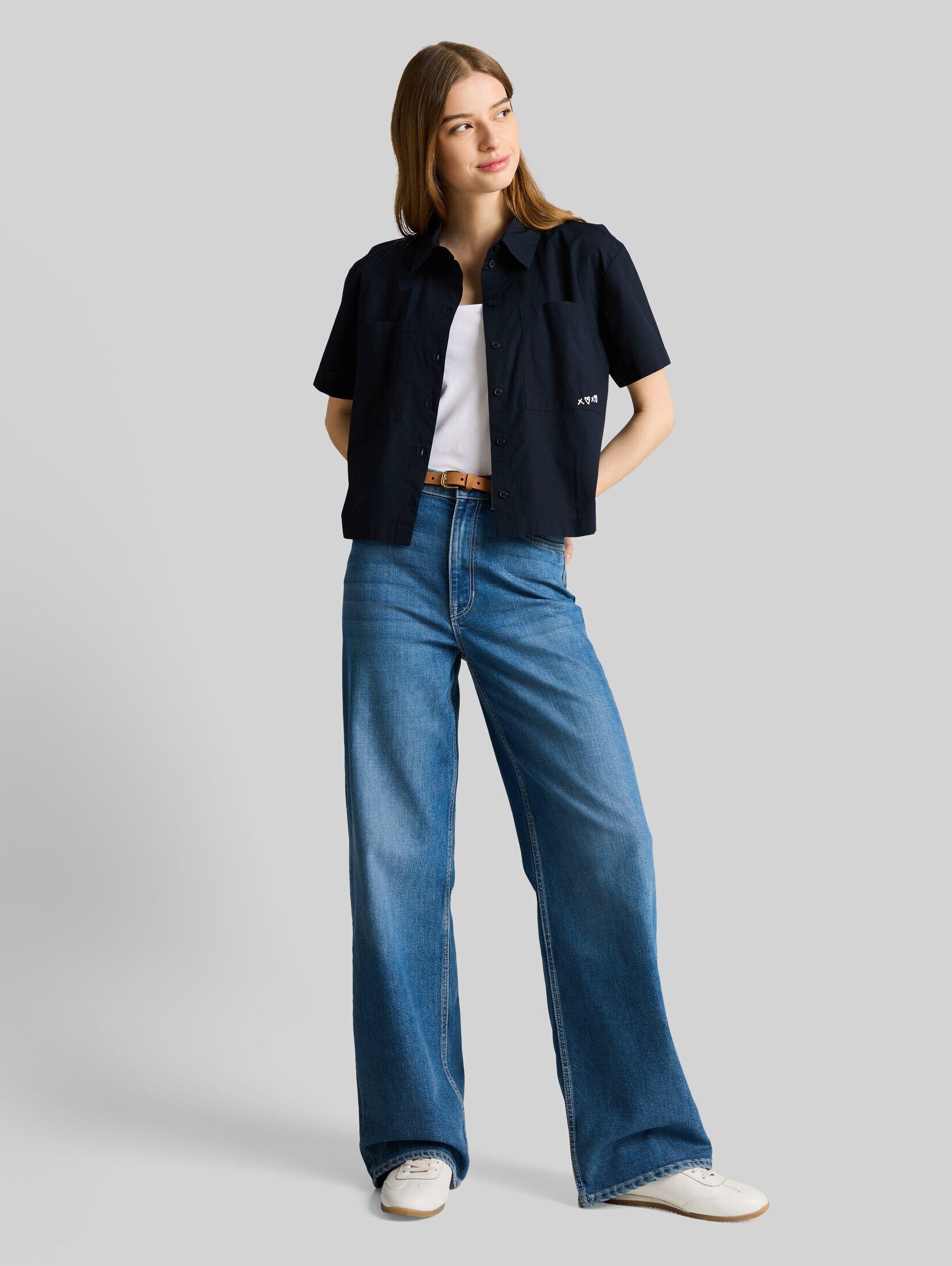 TOM TAILOR Denim Kurzarmbluse Blusen & Shirts Boxy Fit Bluse aus Baumwolle – Bild 5 von 5