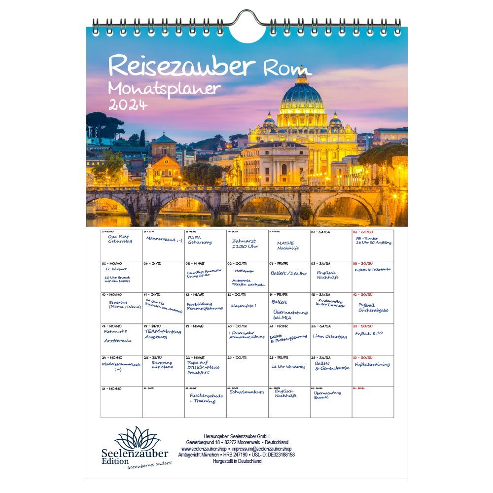 Seelenzauber Wandkalender Reisezauber Rom Planer DIN A4 Kalender für 