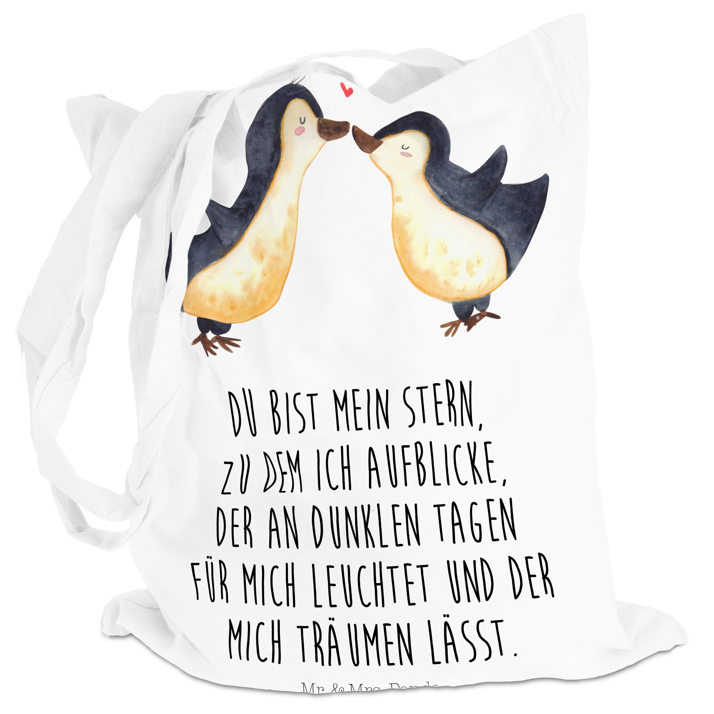 Mr. & Liebespaar, - große Liebe Weiß Tragetasche - Pinguin (1-tlg) Beuteltasche, Geschenk, Lieb Mrs. Panda