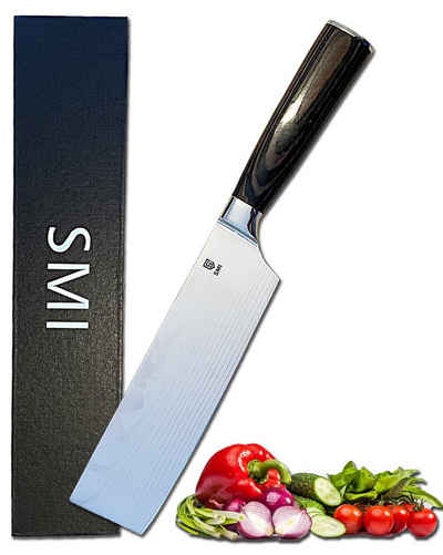SMI Häckslermesser Damaskus Muster Nakiri Messer Hackmesser küchenmesser Pakkaholz Griffe (1-St), 7 Zoll für Haus und Küche