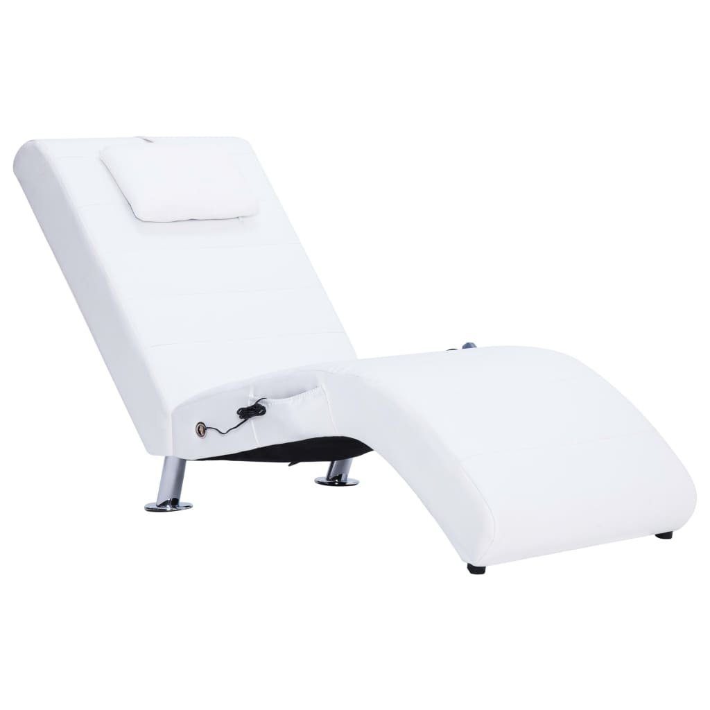 vidaXL Chaiselongue Massage-Chaiselongue mit Kissen Weiß Kunstleder, 1 Teile