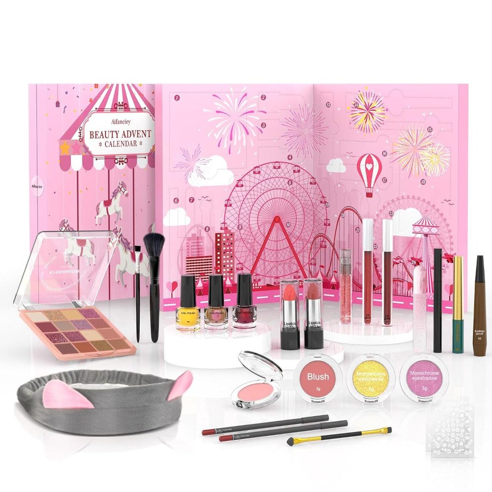 Aifanciey Adventskalender Beauty mit Exquisite Kosmetik 24 Stück Bestes Geschenk Schönheit (Gechenk-Set, 24-tlg), für Frauen für eine stylische Adventszeit-Festival - Valentistag