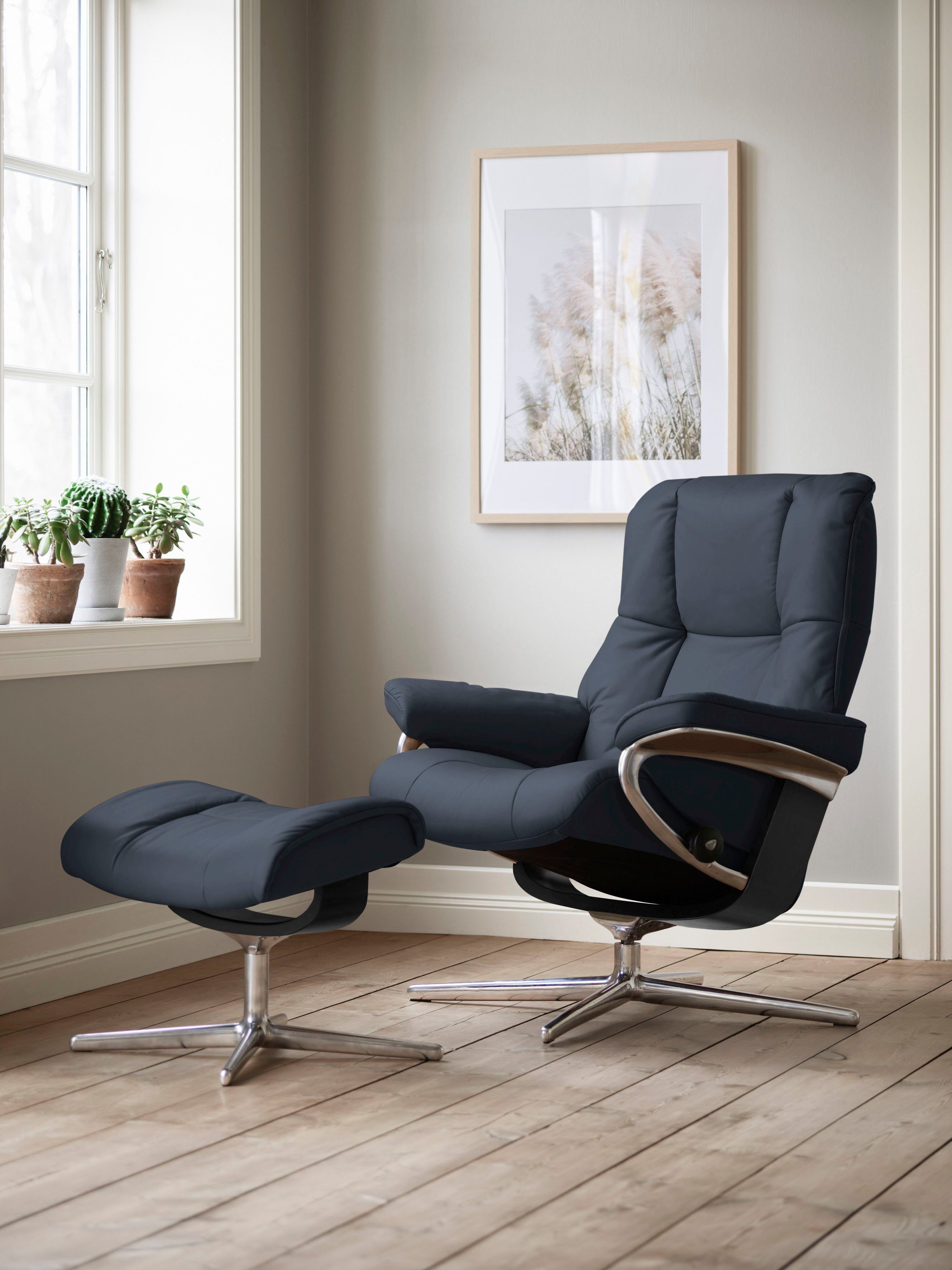 Stressless® Relaxsessel Mayfair (Set, Relaxsessel mit Hocker), mit Hocker, mit Cross Base, Размер S, M & L, Holzakzent Schwarz
