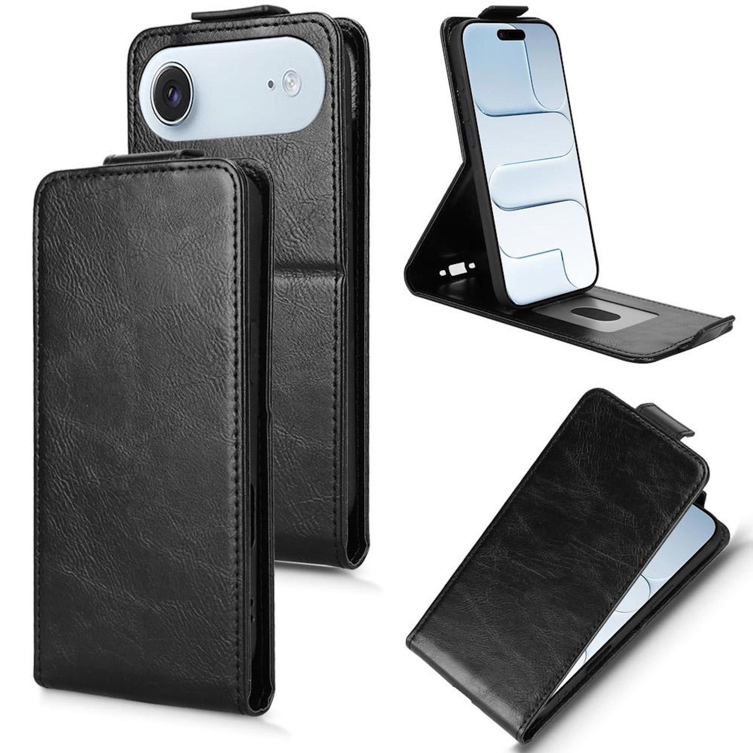 Wigento Smartphone-Hülle Für Apple iPhone 17 Air Magnetische Wallet Kunstleder Hülle Schwarz, Magnetverschluss, Kartenfächer, Halterfunktion