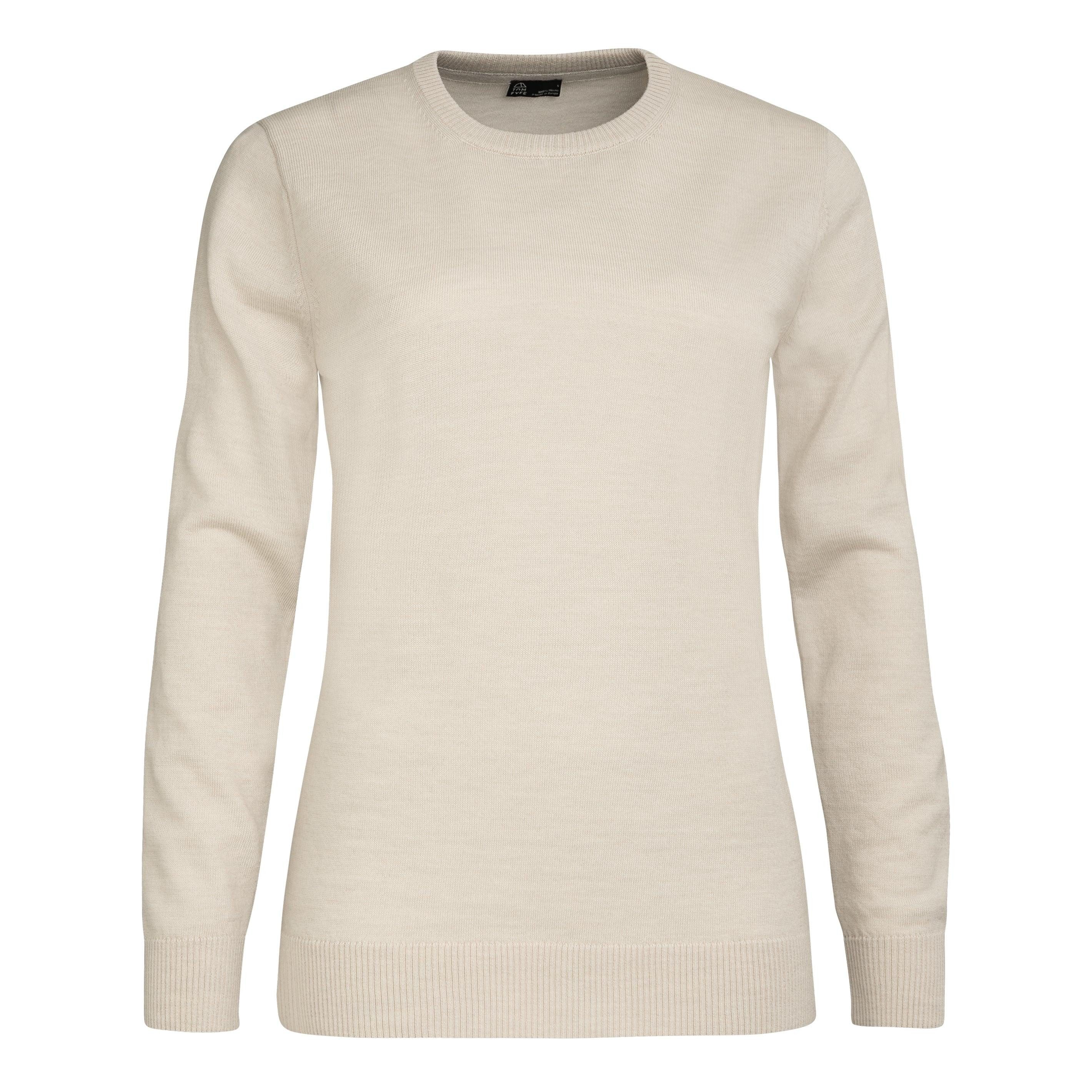 Tom Fyfe Rundhalspullover TOM FYFE Merino Rundhals-Pullover Damen Wollweiss / 2XL