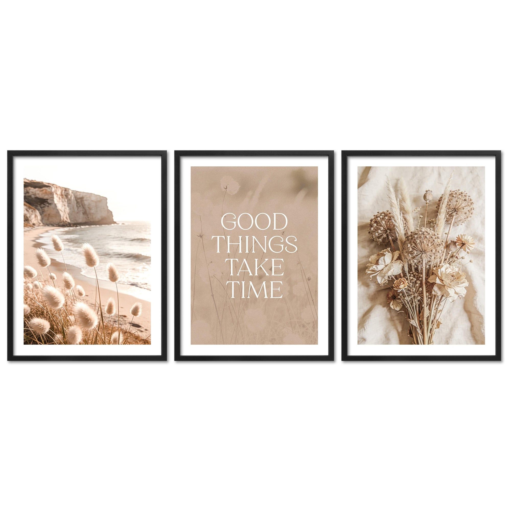 ARTFAVES Bilder-Collage Poster Set Boho Summer Trio I mehrteilige Bilderwand I Wandbilder Somm, (Wandbilder modern, 3 St)