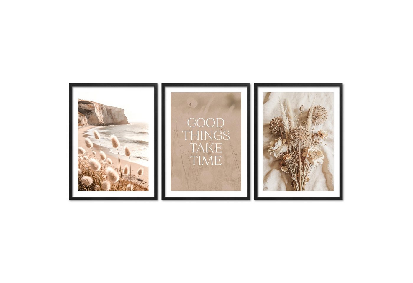 ARTFAVES Bilder-Collage Poster Set Boho Summer Trio I mehrteilige Bilderwand I Wandbilder Somm, (Wandbilder modern, 3 St)