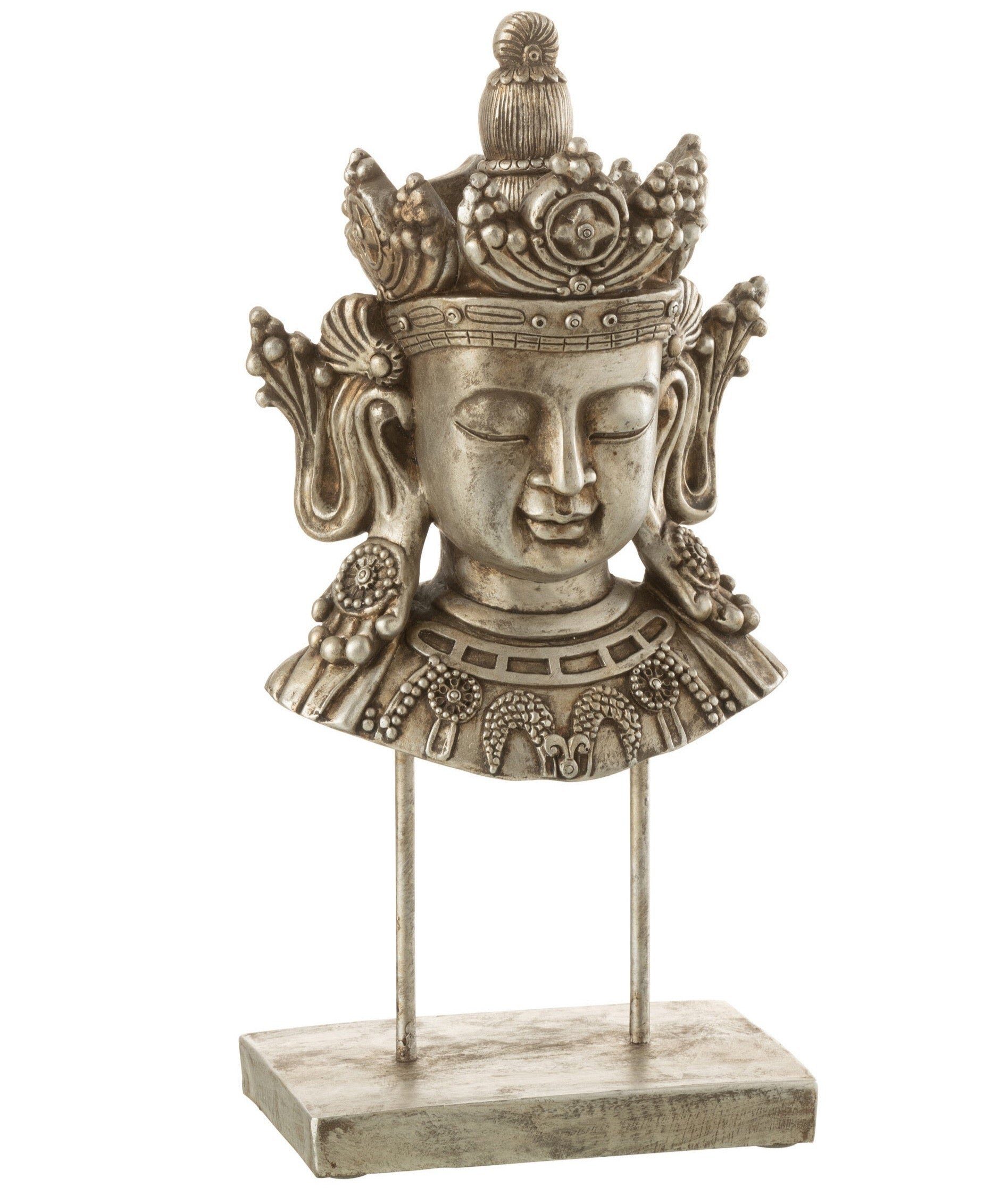GILDE Dekoobjekt Buddha Kopf in Silber Höhe 33.5cm
