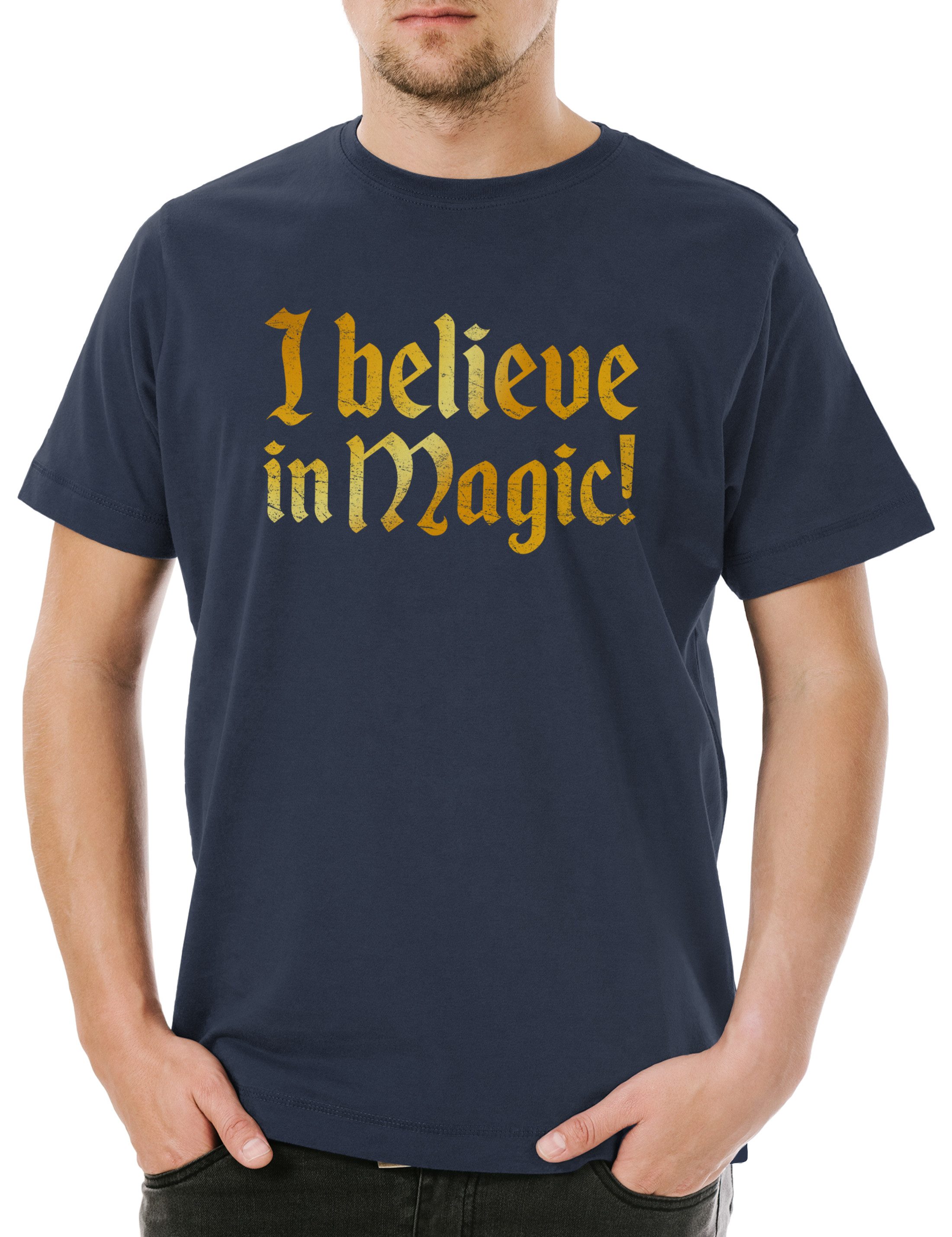 Print-Shirt I Believe In Magic Herren T-Shirt Magie Zaubererei Magician Dungeons