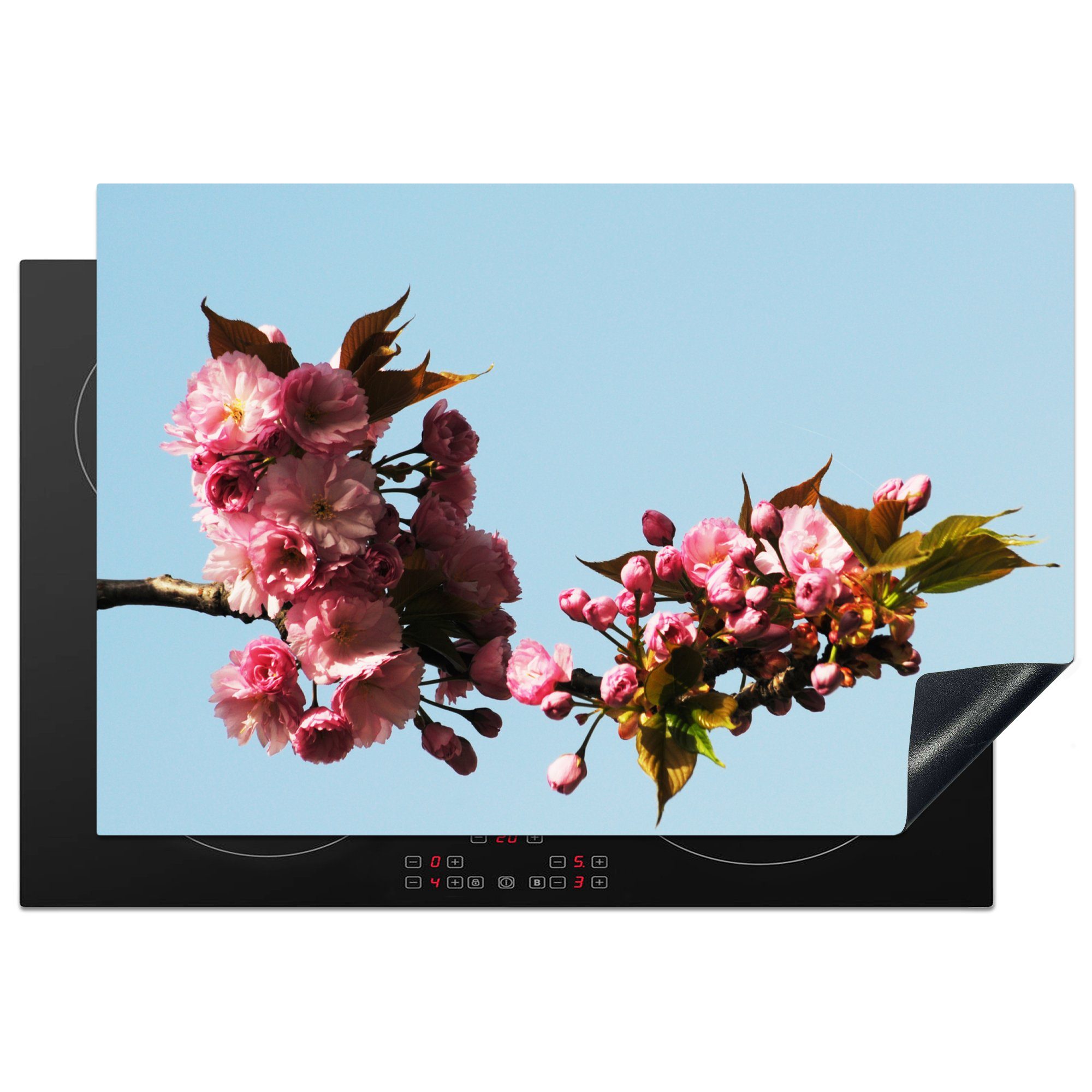 Kirschblüte, Herdblende-/Abdeckplatte tlg), MuchoWow cm, Vinyl, nutzbar, 78x52 (1 Mobile Arbeitsfläche Ceranfeldabdeckung