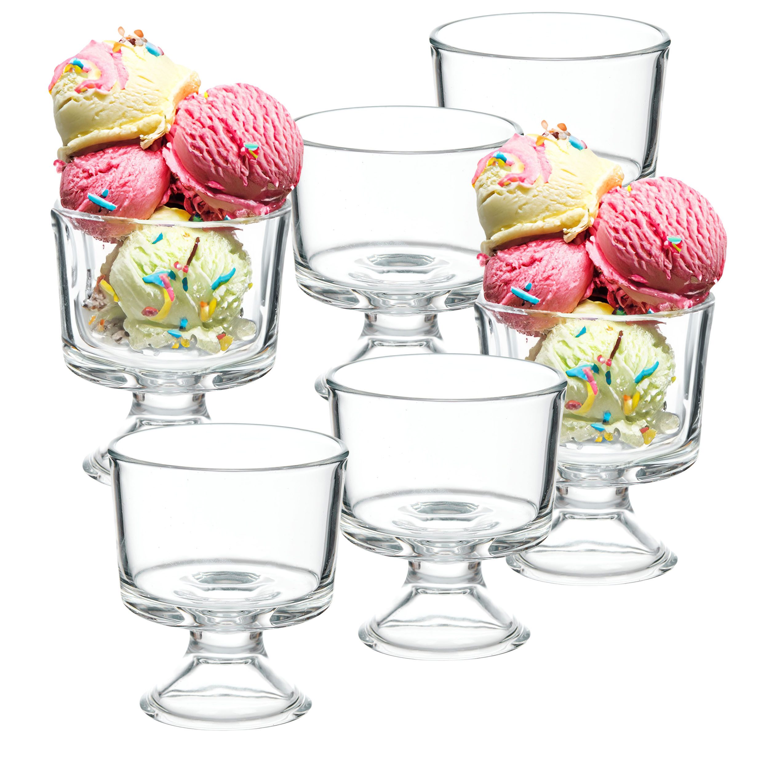 Annastore Eisschale 6-tlg. Eisbecher aus Glas mit Fuß Eisschalen aus Glas Dessertschale